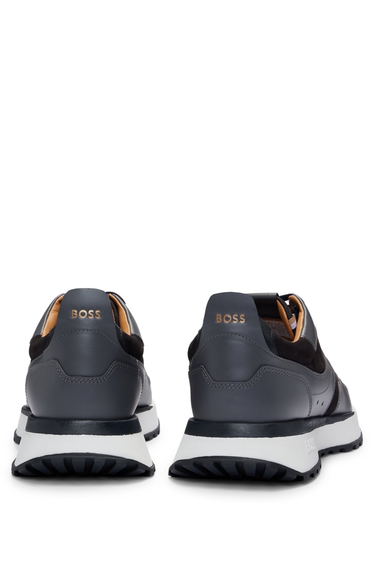 LEATHER TRAINERS WITH LAYERED UPPERS AND PADDED COLLAR - 5