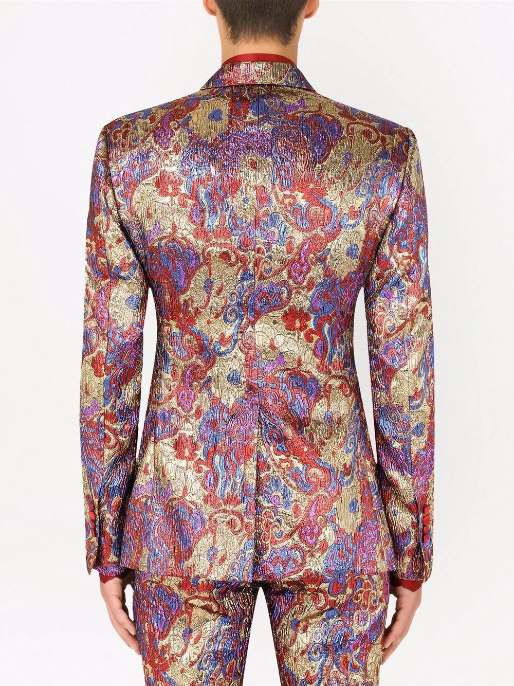 patterned jacquard single-breasted blazer - 4