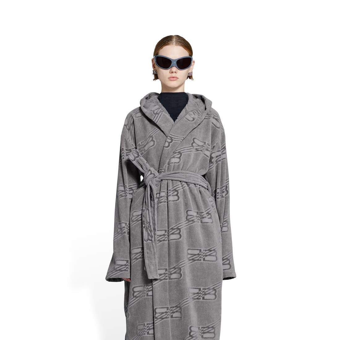 Women's Bb Monogram Towel Bathrobe in Grey - 5