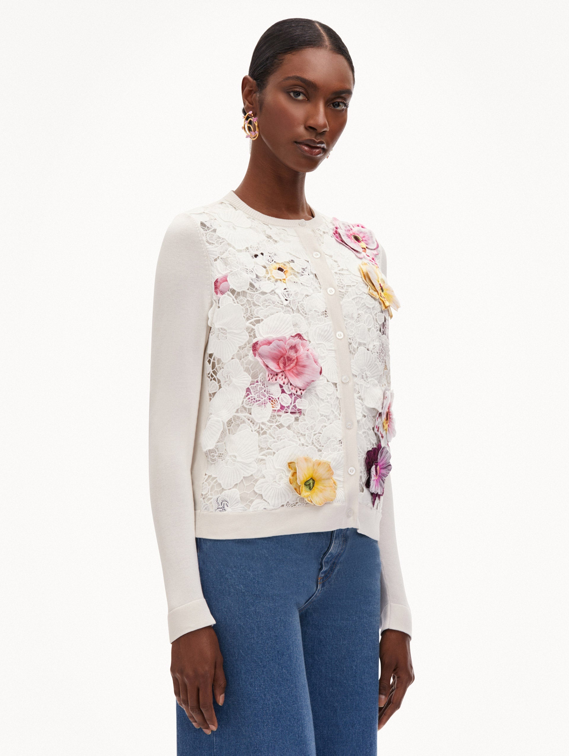 ORCHID THREADWORK INSET CARDIGAN - 5