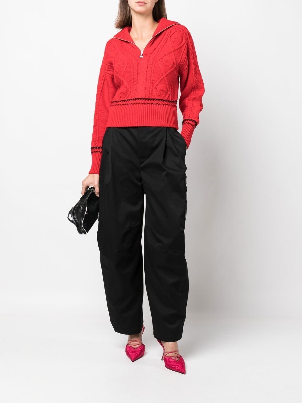 cable-knit quarter-zip jumper - 2