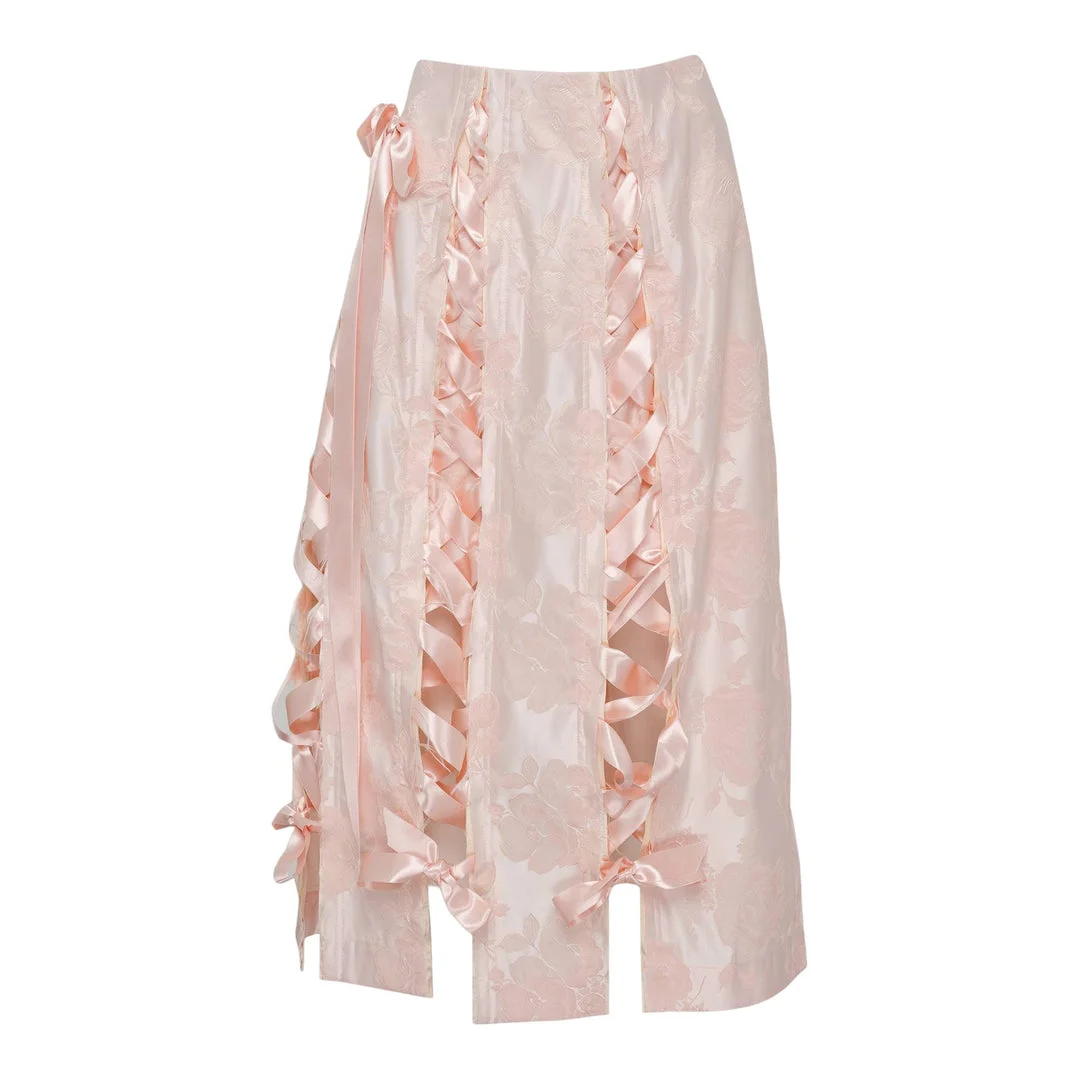 Unraveling Ribbon Brocade Skirt - 1