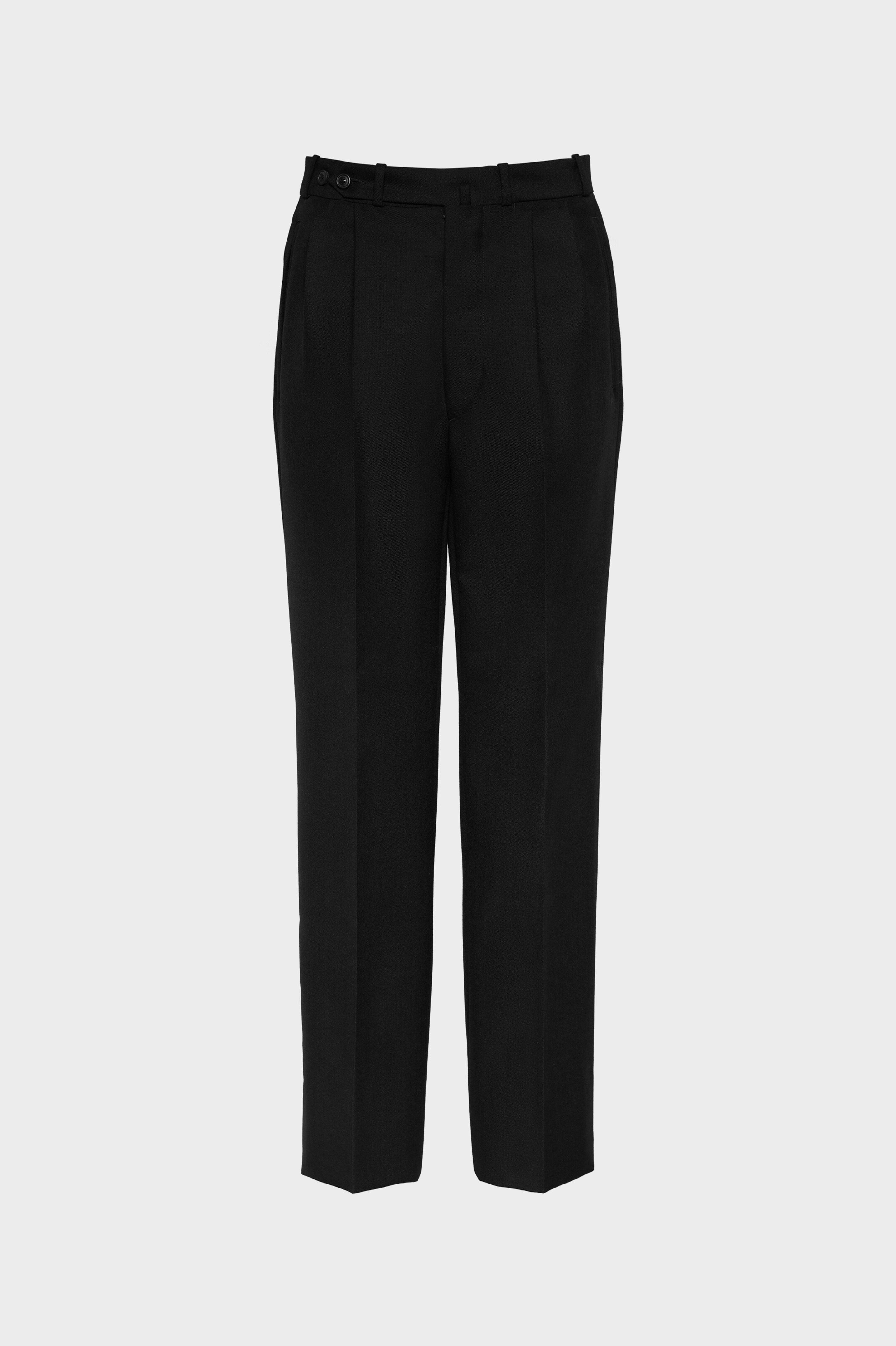 Herringbone Wool Pleated Trousers - 2