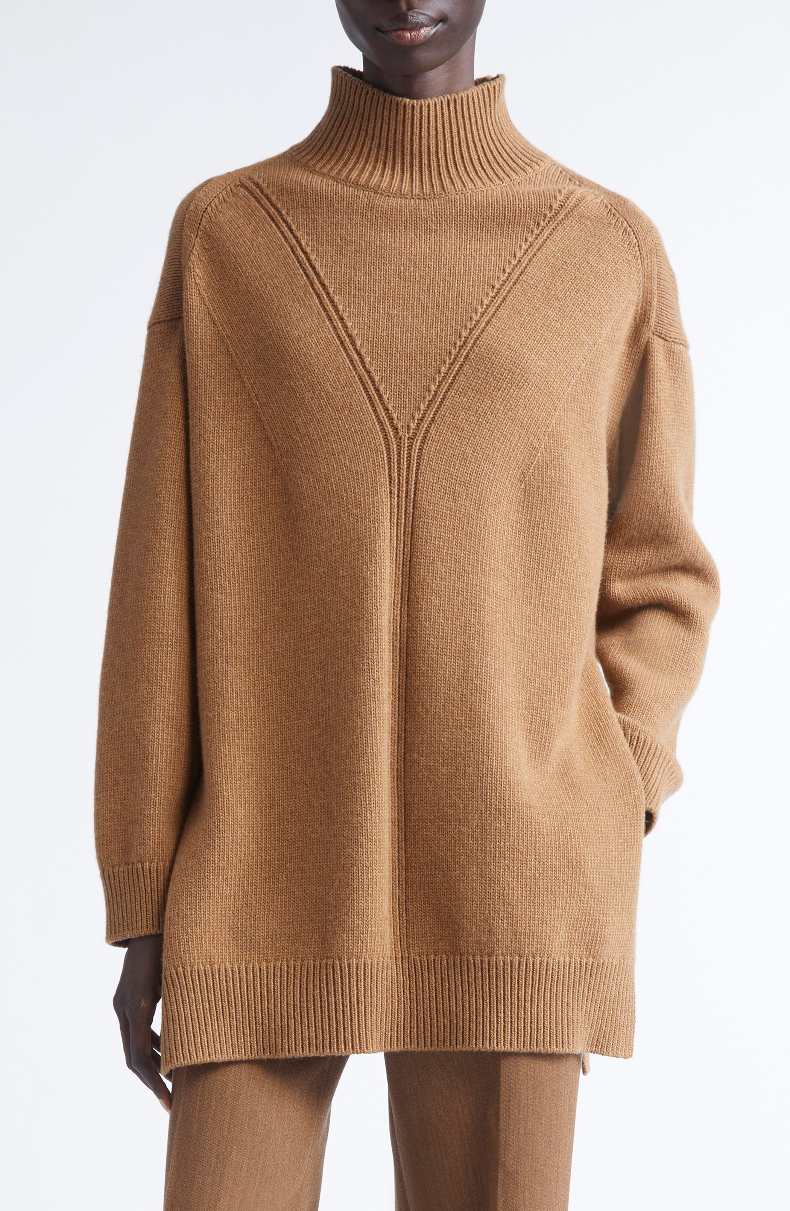 FFORME Loletta Boyfriend Wool & Cashmere Sweater in Camel Melange at Nordstrom - 1