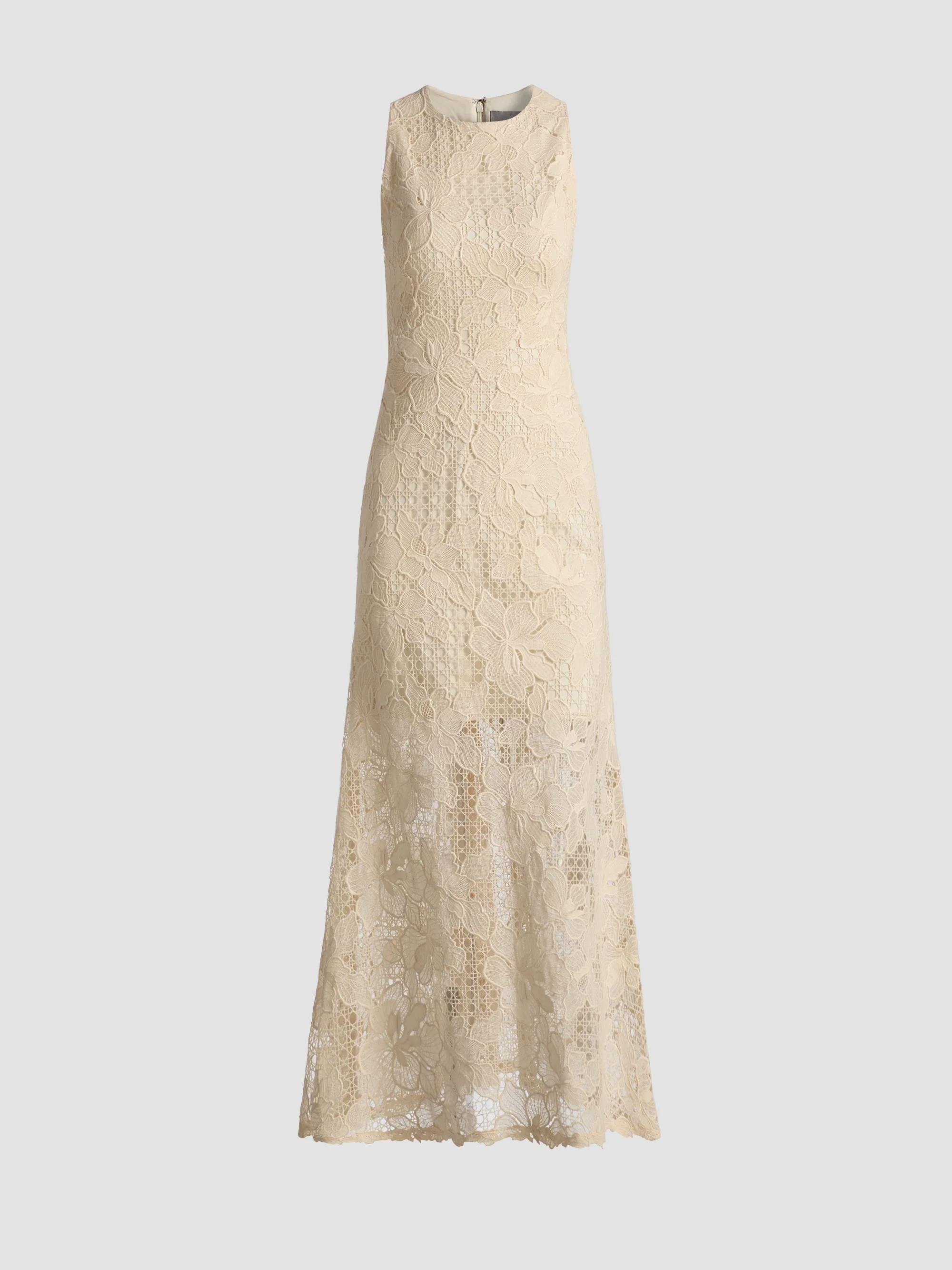 Women's Lattice Guipure Lace Midi-Dress - Cream - 1