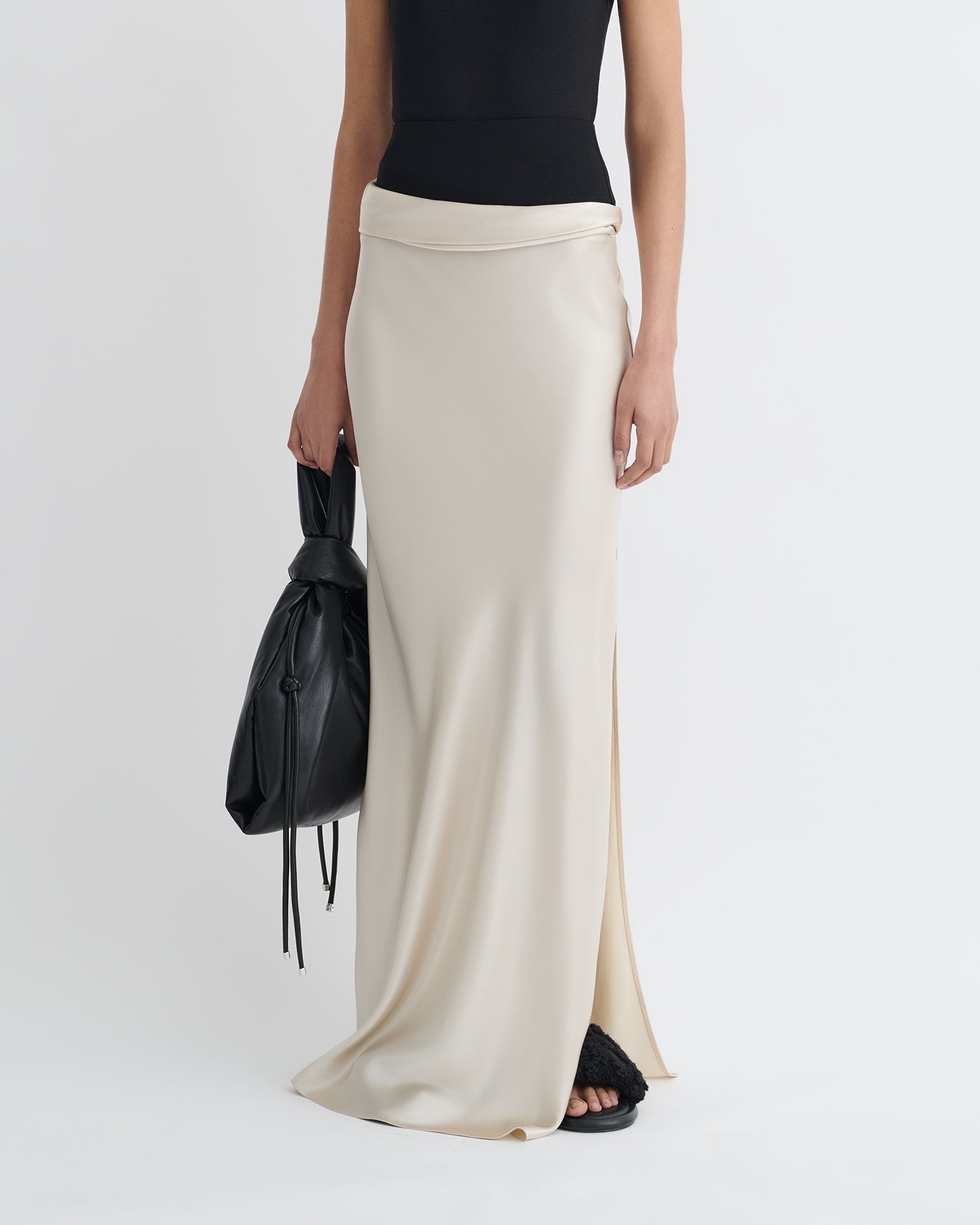 Mesh Jersey and Slip Satin Skirt - 4