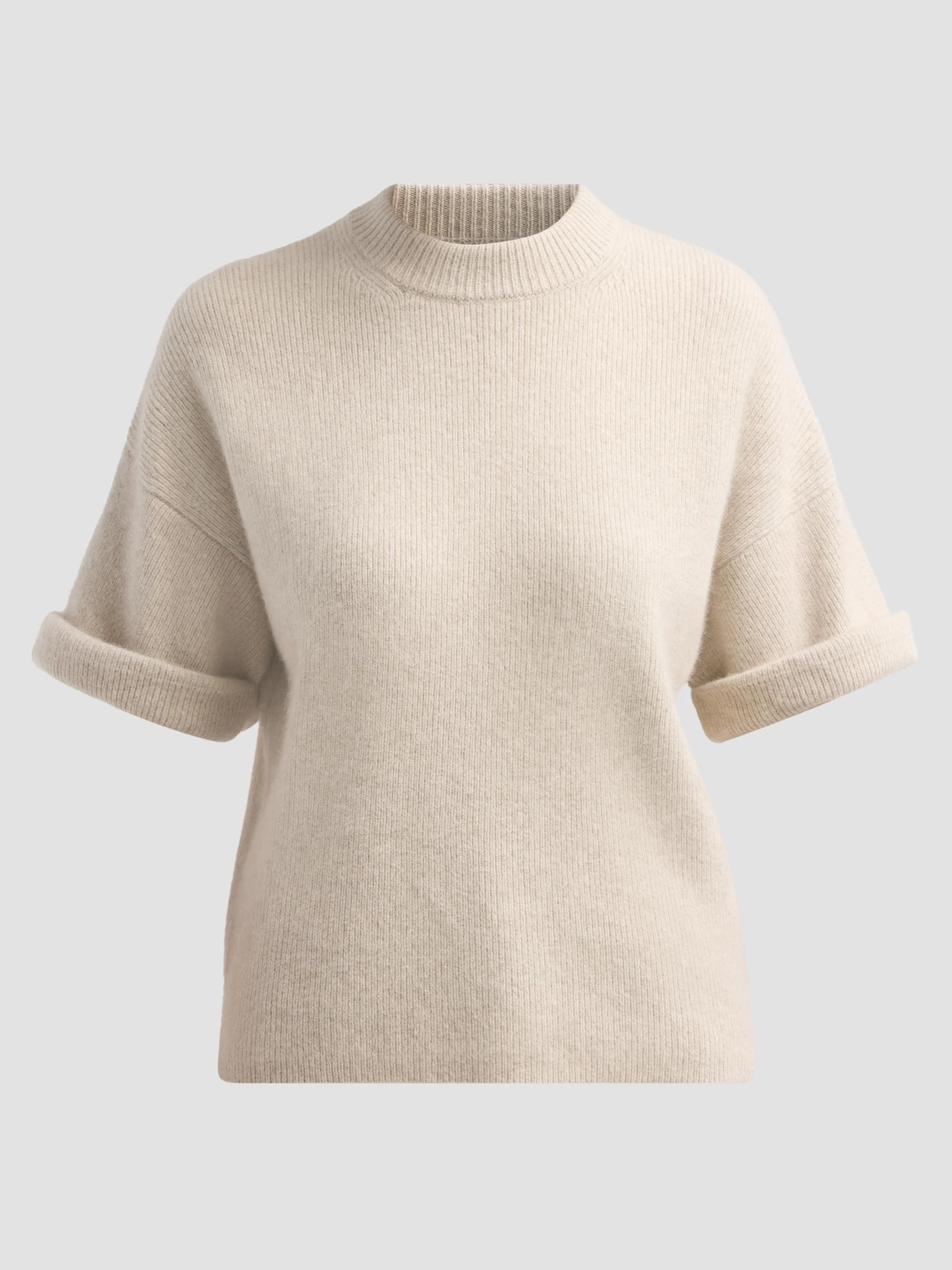 Women's Tamia Knit Rolled-Sleeve Sweater - Stone Melange - 1