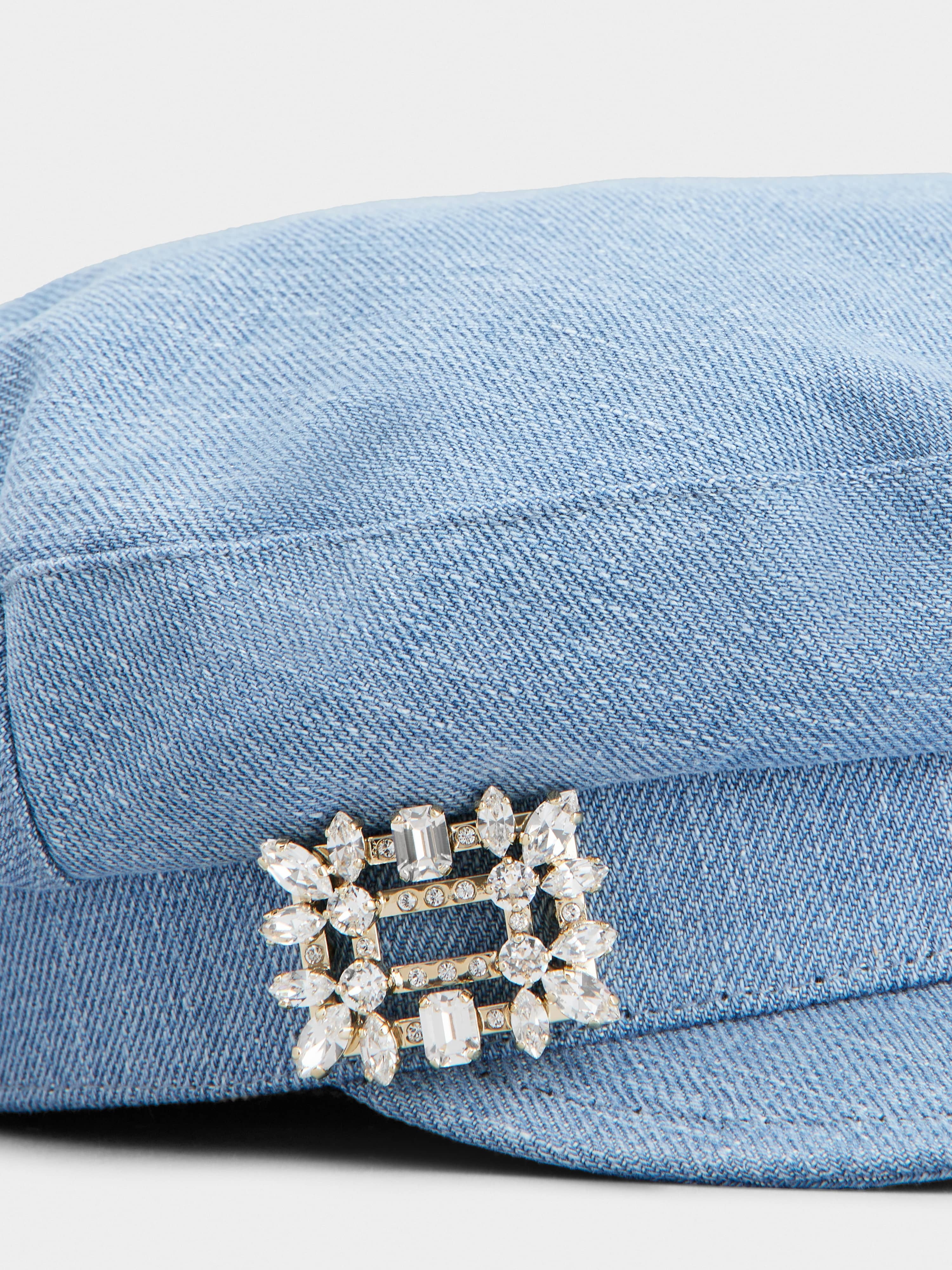 Broche Vivier denim newsboy cap