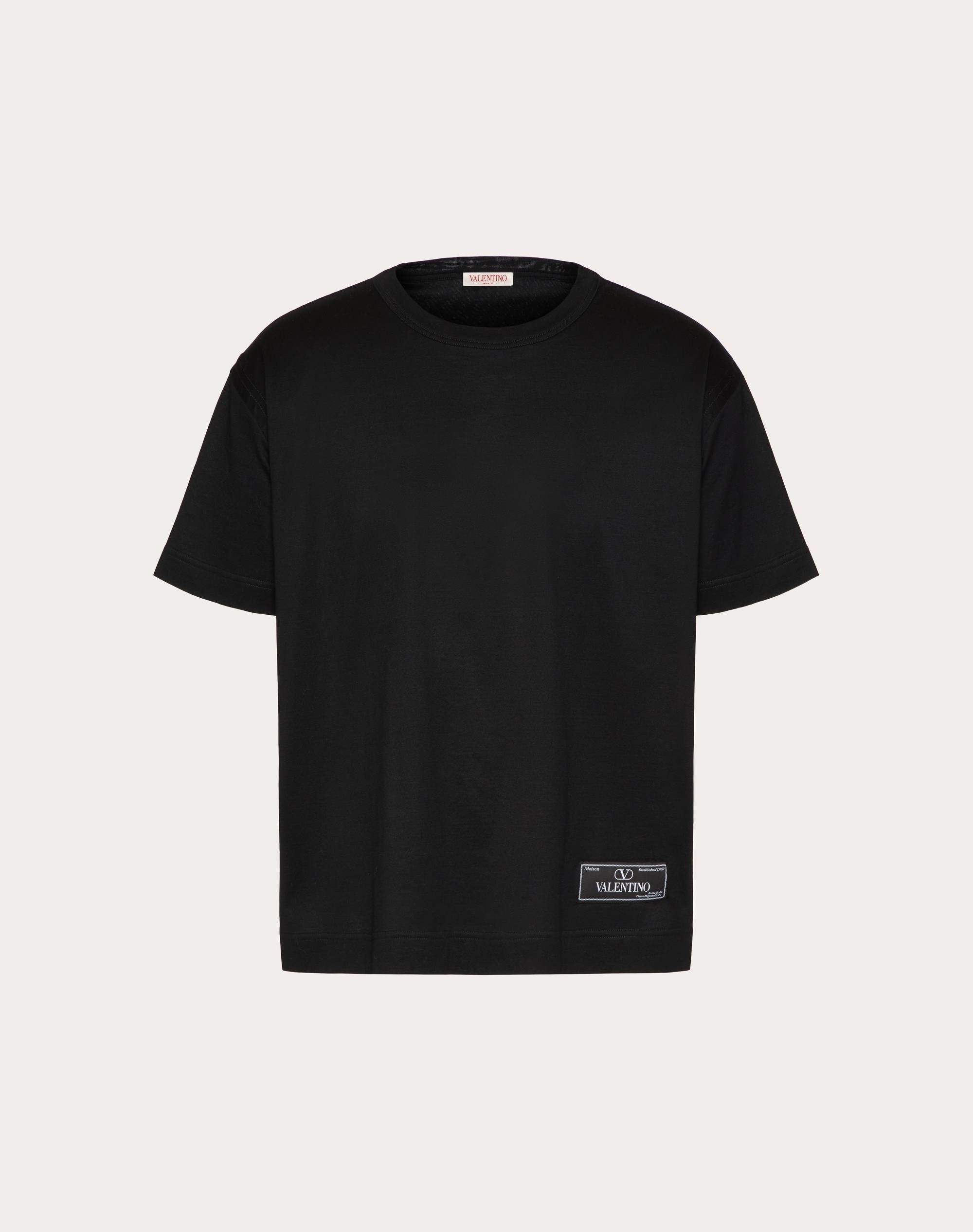 COTTON T-SHIRT WITH MAISON VALENTINO TAILORING LABEL - 1