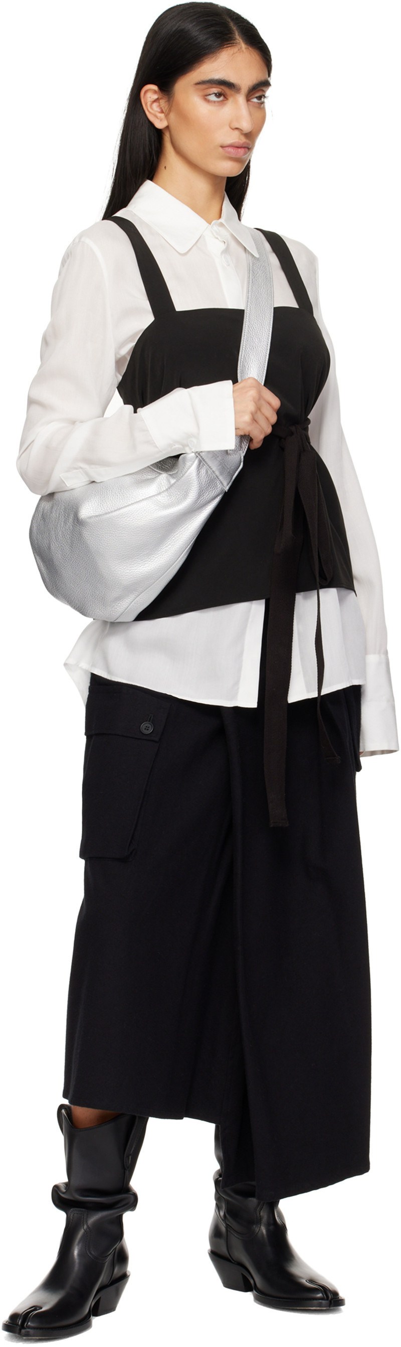 Silver Small Y Crossbody Bag 4