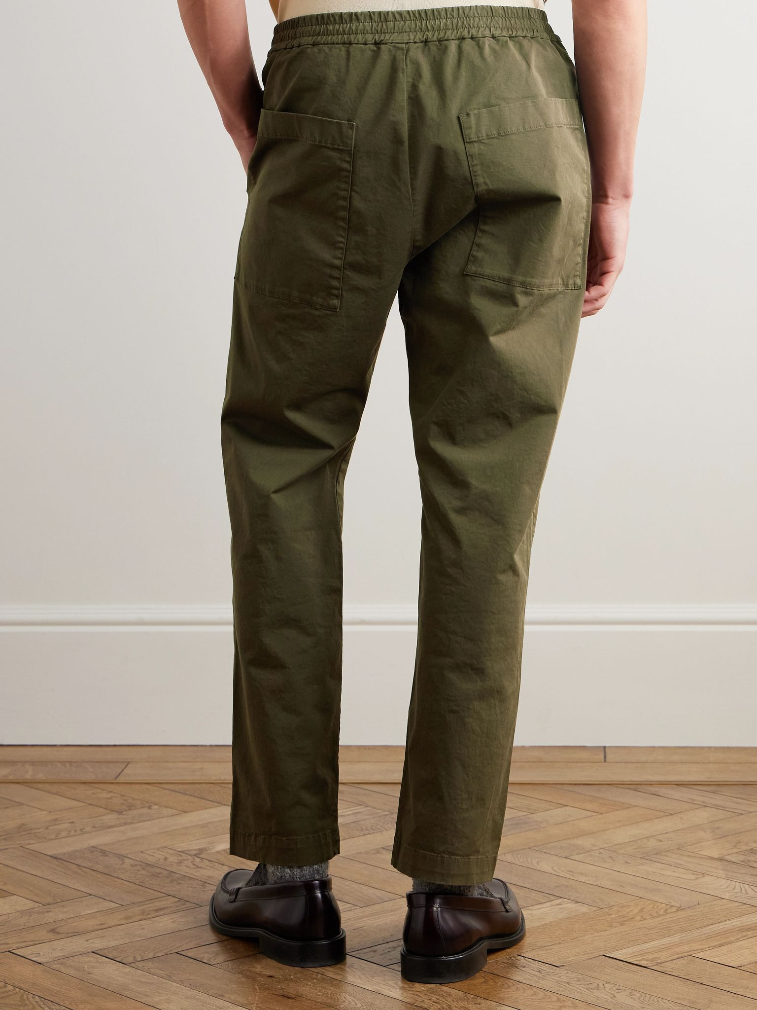 Bativoga Straight-Leg Cotton-Blend Poplin Trousers Green - 4