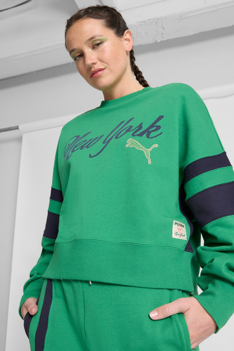 PUMA Wardrobe Essentials Bright Lights NYC Flagship Women's Crew Sweatshirt outlook