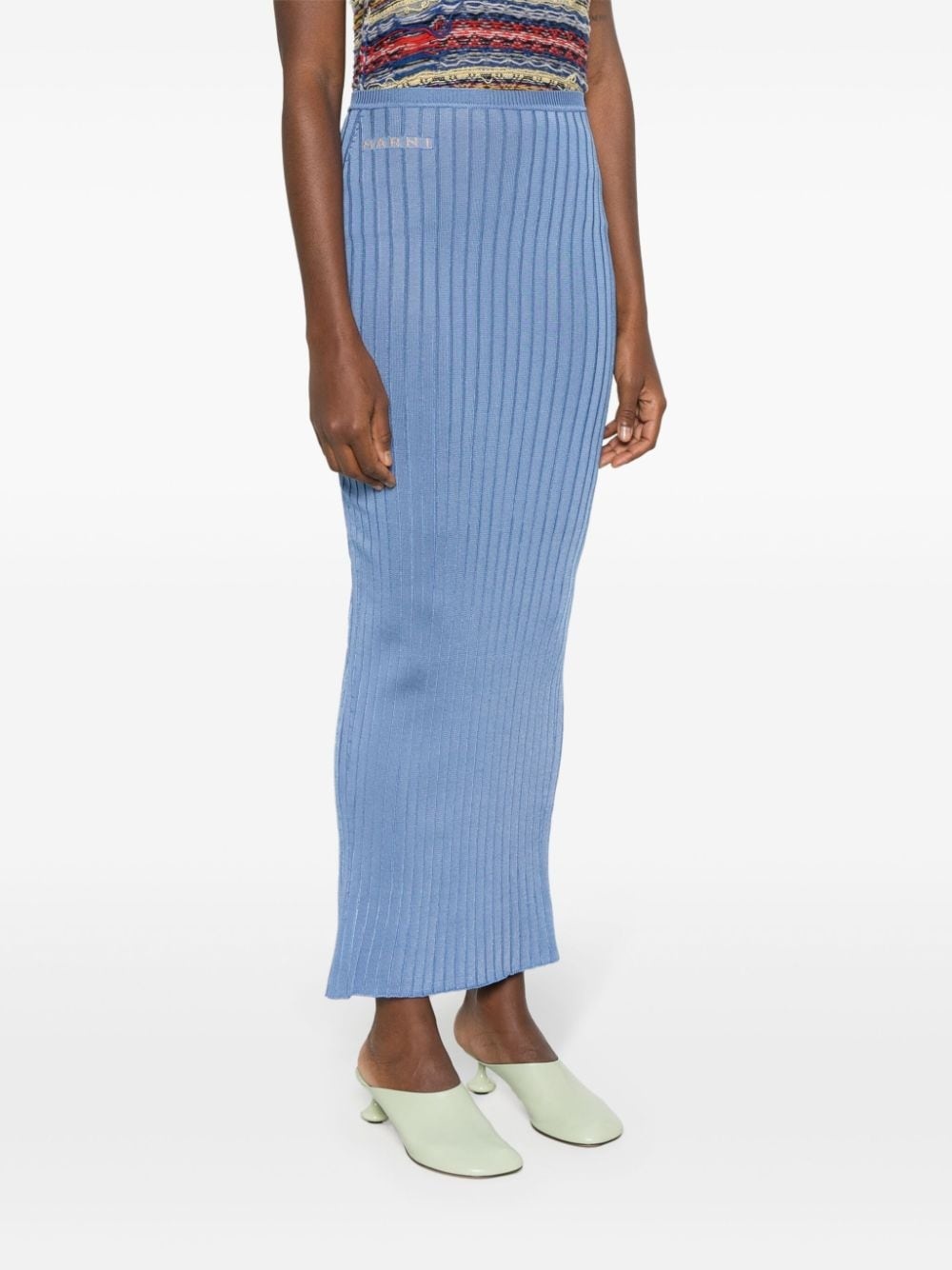 jacquard-logo ribbed maxi skirt - 3