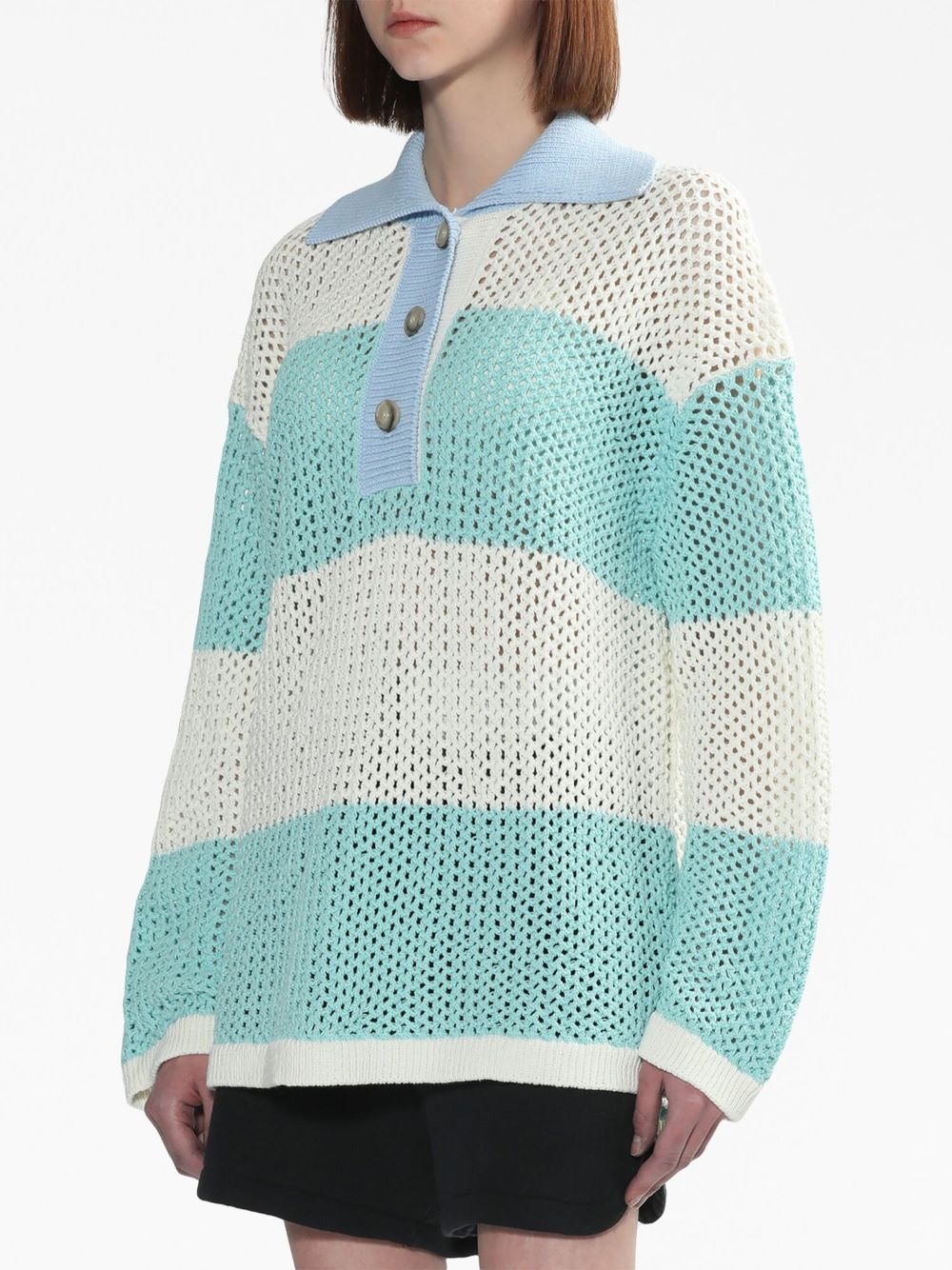 three-tone cotton polo collar - 3