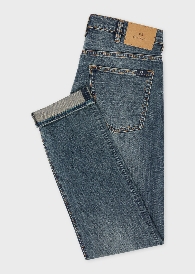 Paul Smith Tapered-Fit 'Crosshatch Stretch' Blue-Rinse Jeans outlook
