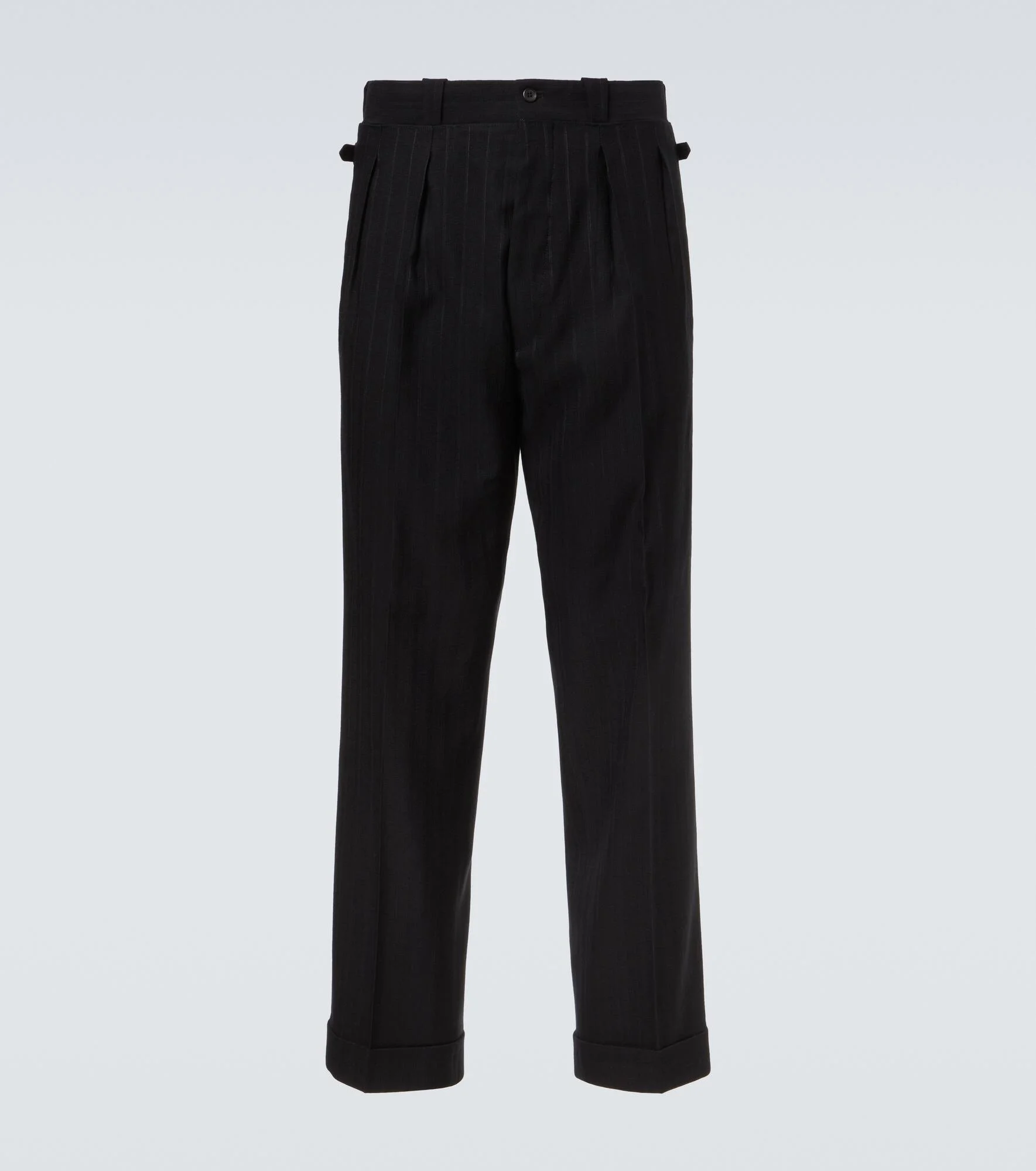 Pinstripe pleated wool-blend straight pants - 1
