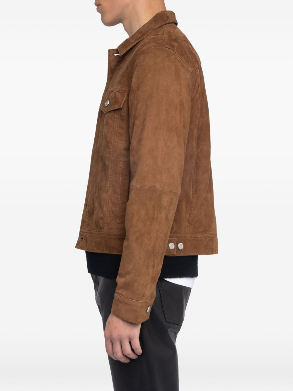 button-fastening suede jacket - 4