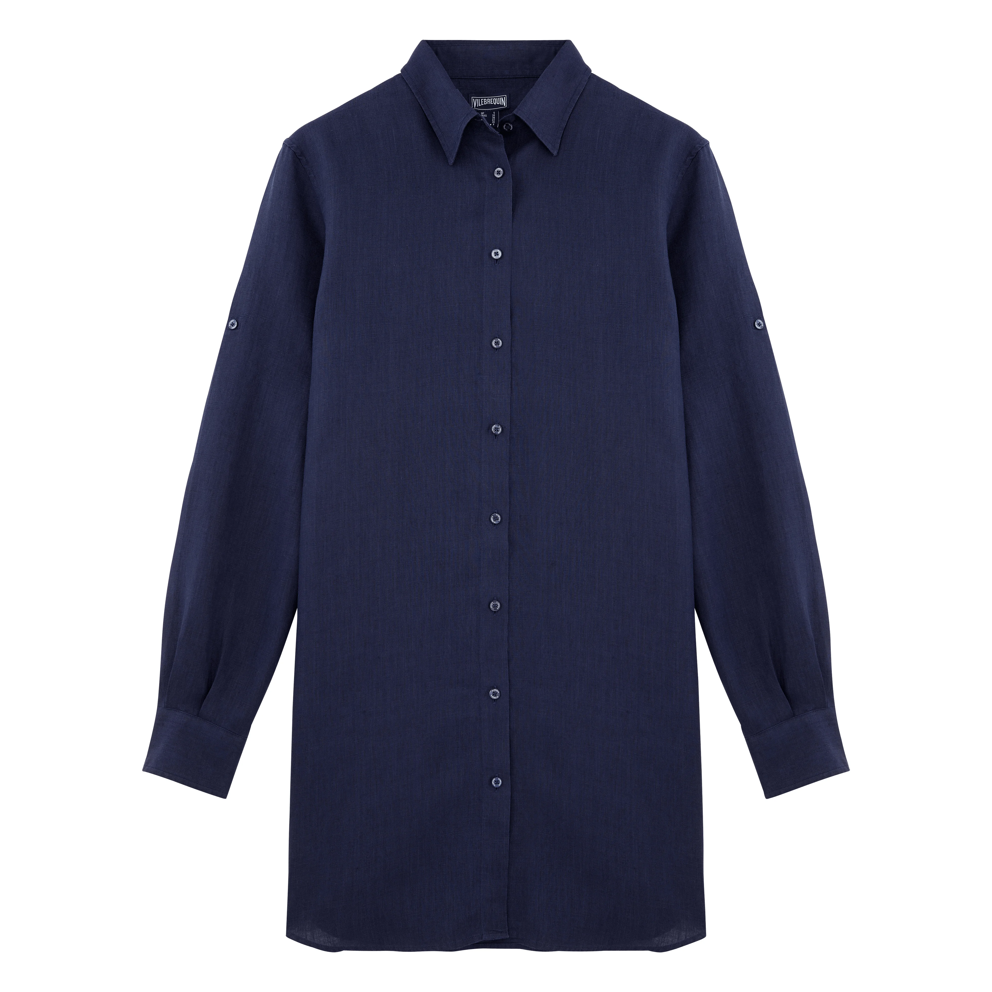 Women Linen Shirt Dress Solid - 1