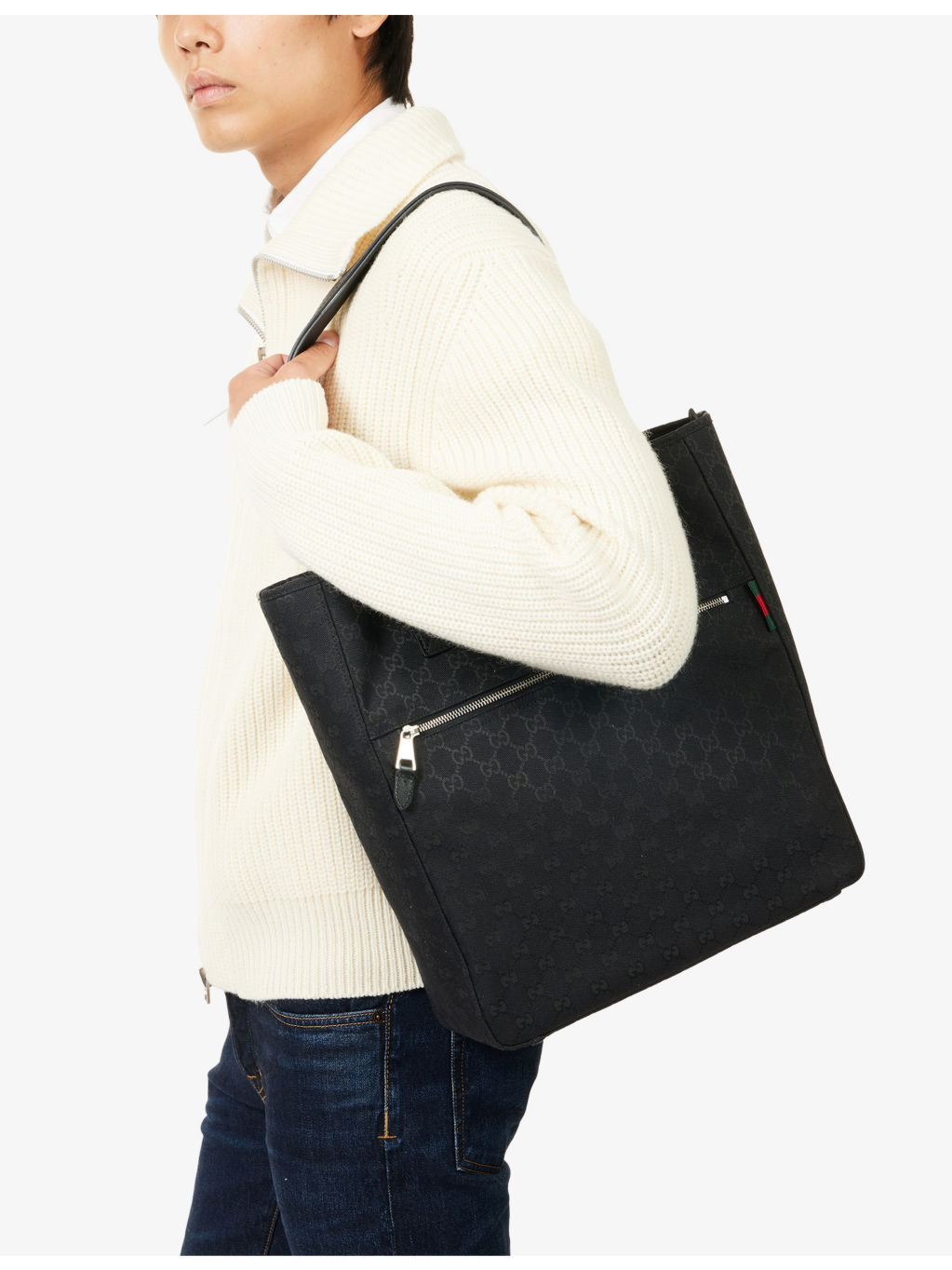 GG-Monogram Canvas Tote Bag - 2
