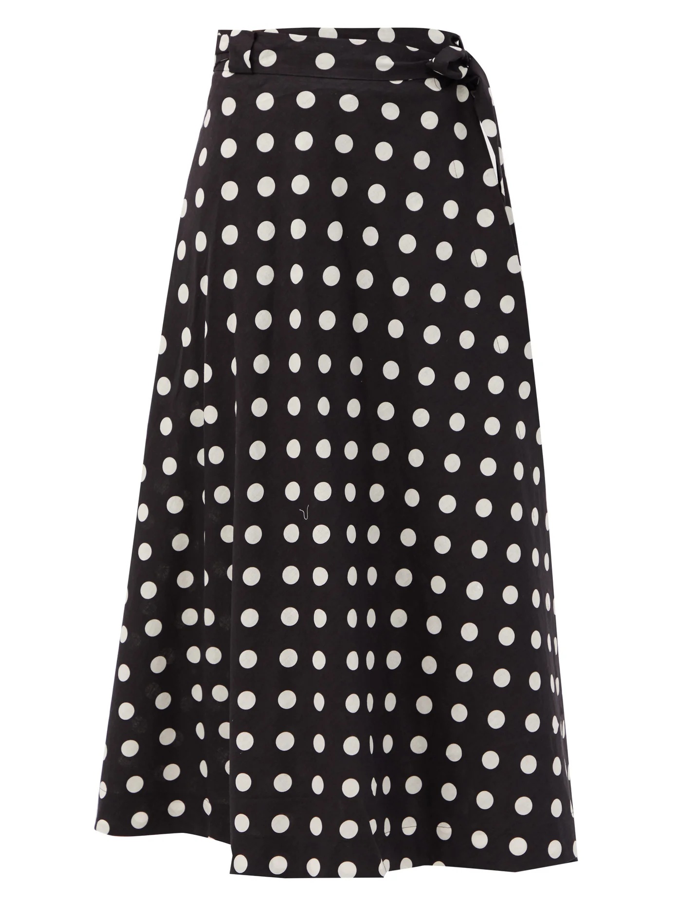 Bellitude polka-dot linen-blend midi skirt - 1