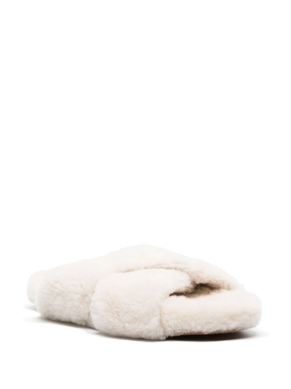 crossover-strap shearling slides - 2