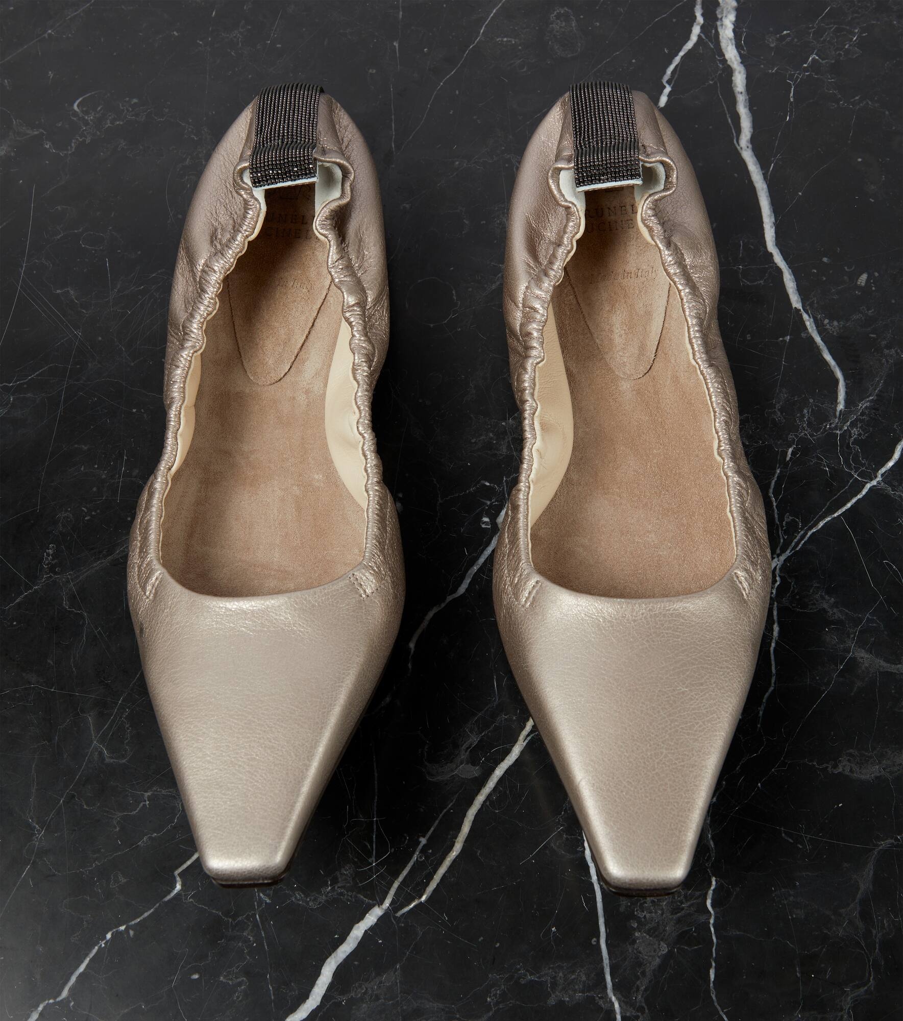 Metallic leather ballet flats - 6
