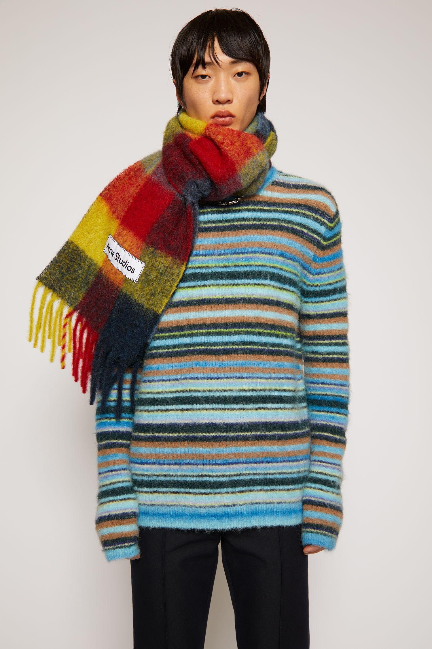 Multi check scarf red/yellow/dark blue - 4