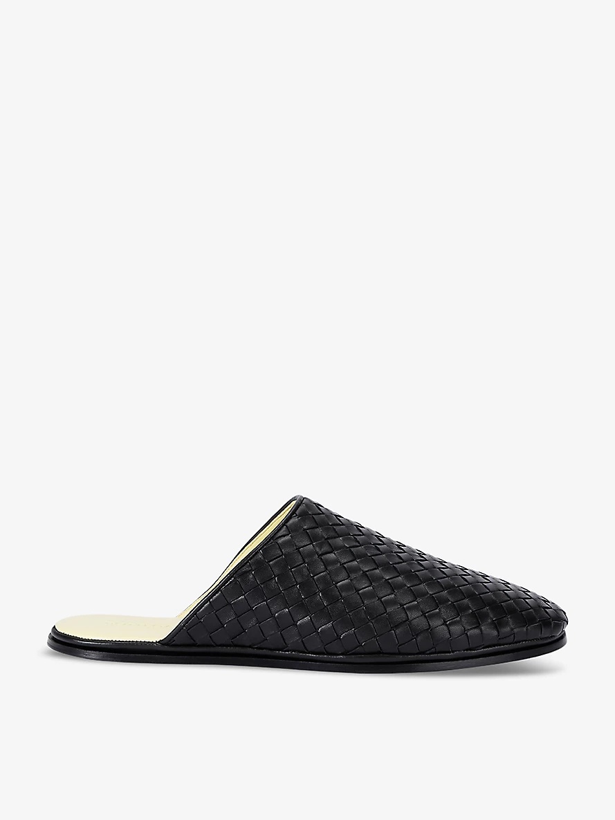 Intrecciato-weave slip-on leather mules - 1