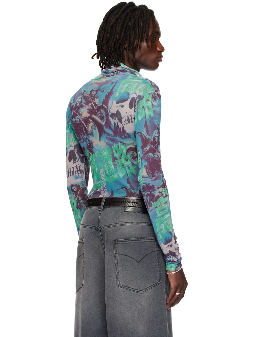 Multicolor Masked Mesh Turtleneck - 3