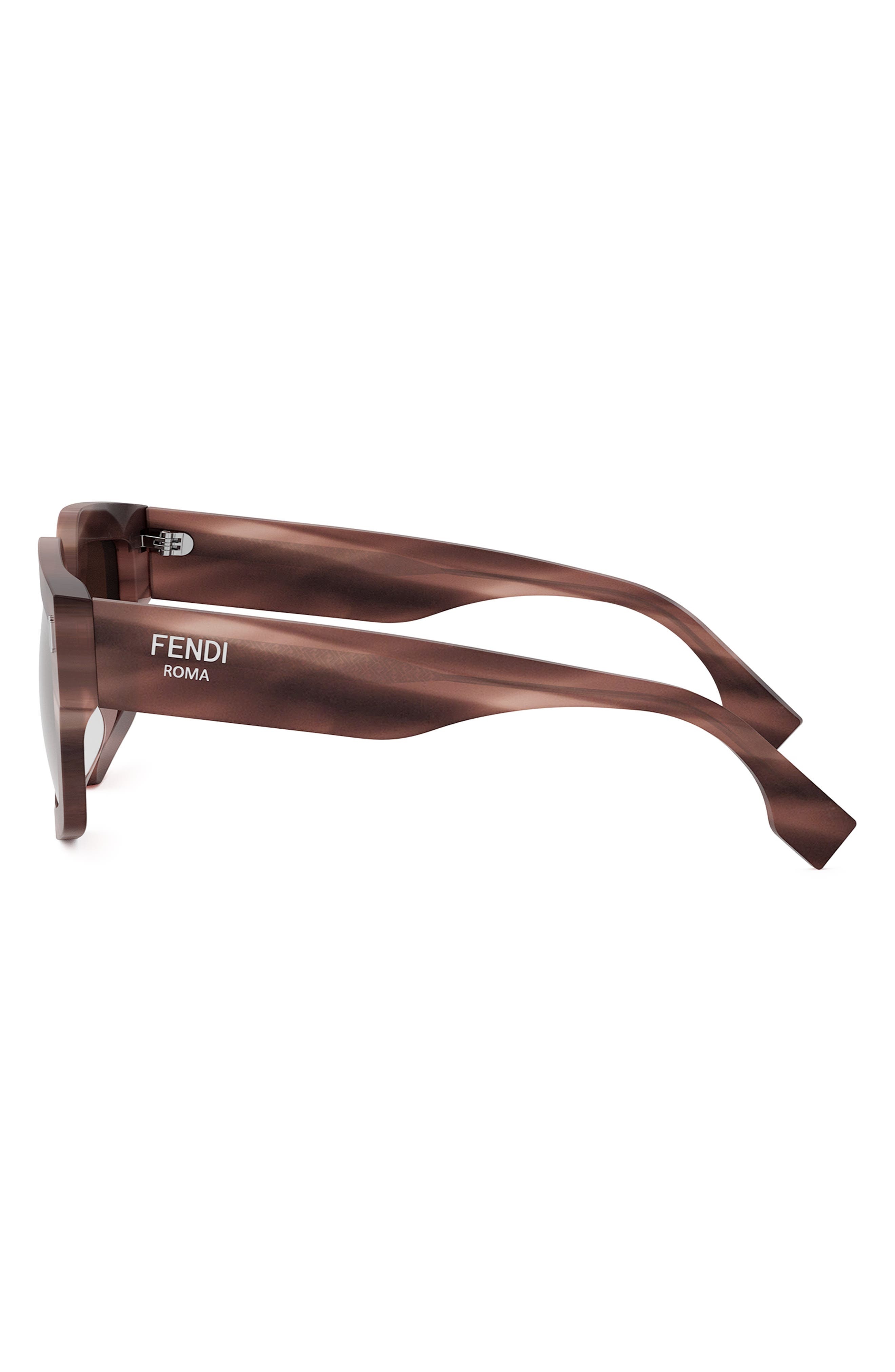 Fendi Roma 52mm Square Sunglasses in Pink /Other /Gradient Brown at Nordstrom - 6