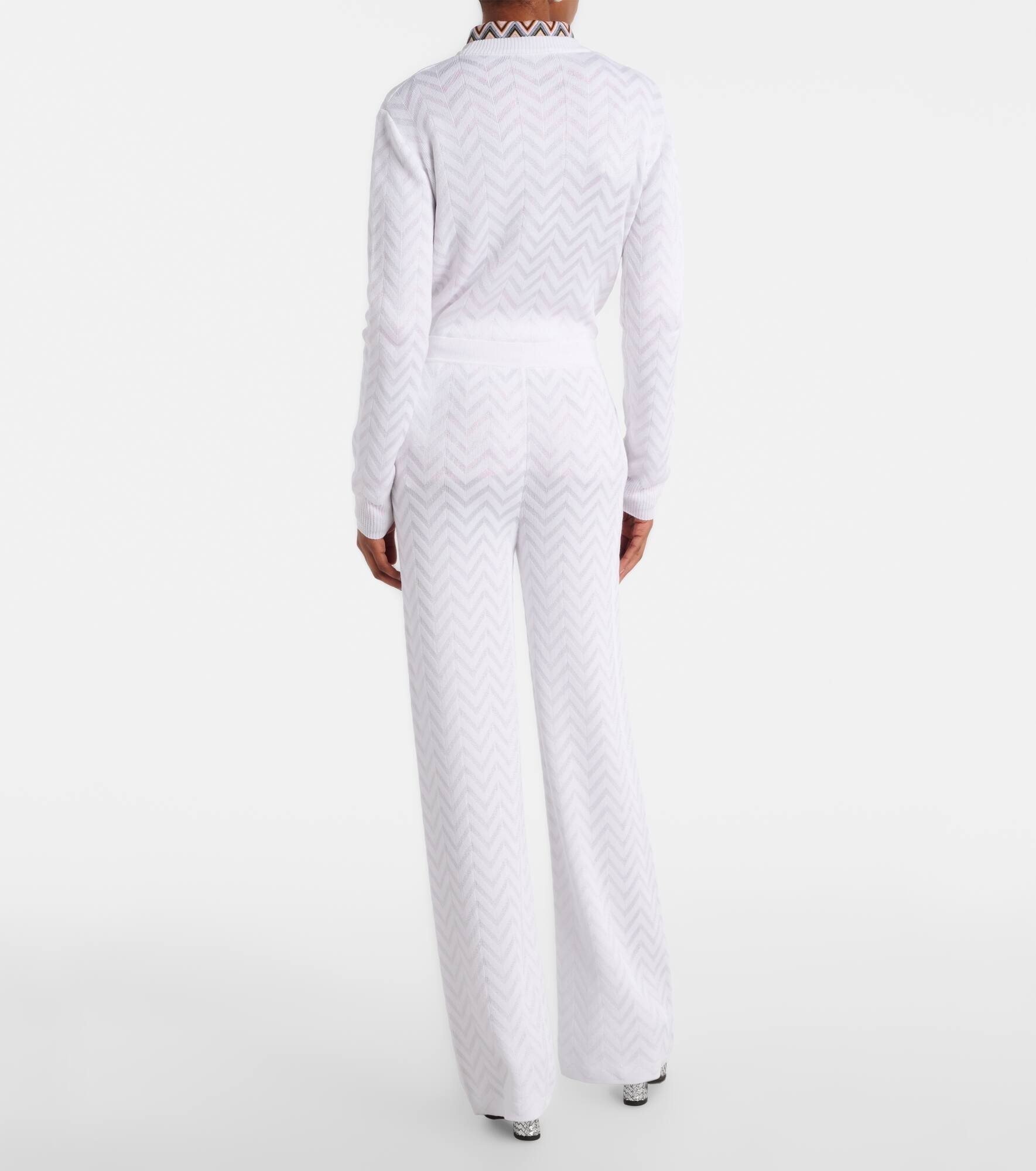 Cotton-blend wide-leg pants - 3