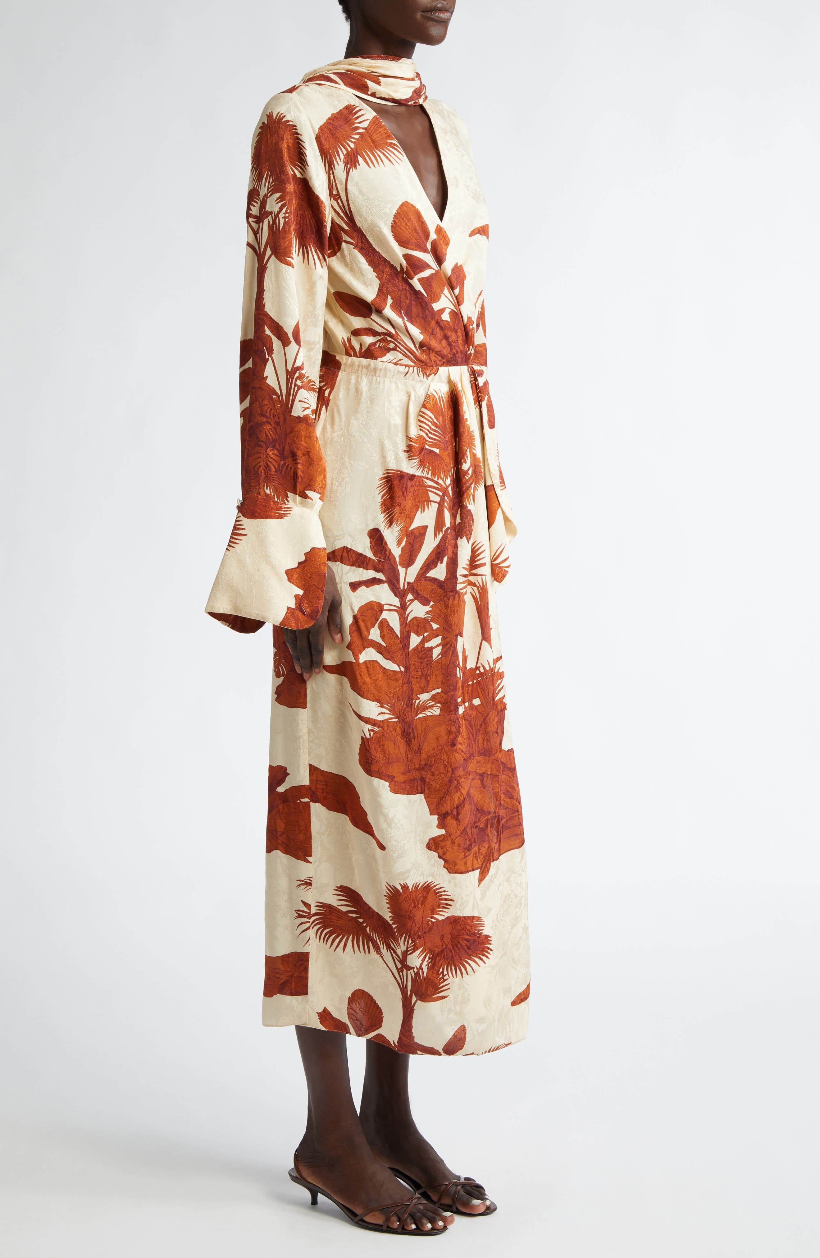 Johanna Ortiz Unmooring Long Sleeve Wrap Dress in Tropical/Ecru/Brown at Nordstrom - 3