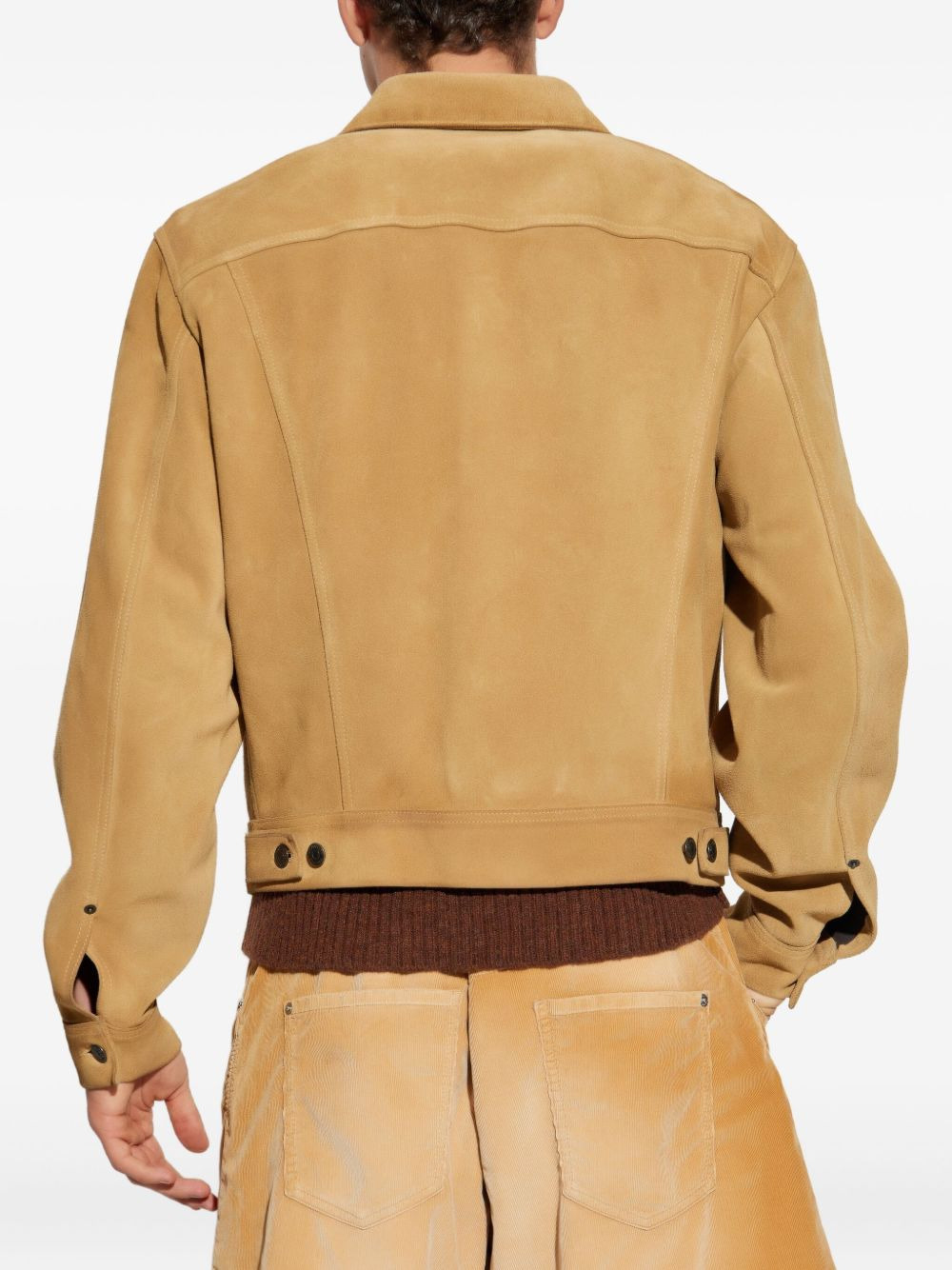 leather button-fastening jacket - 4