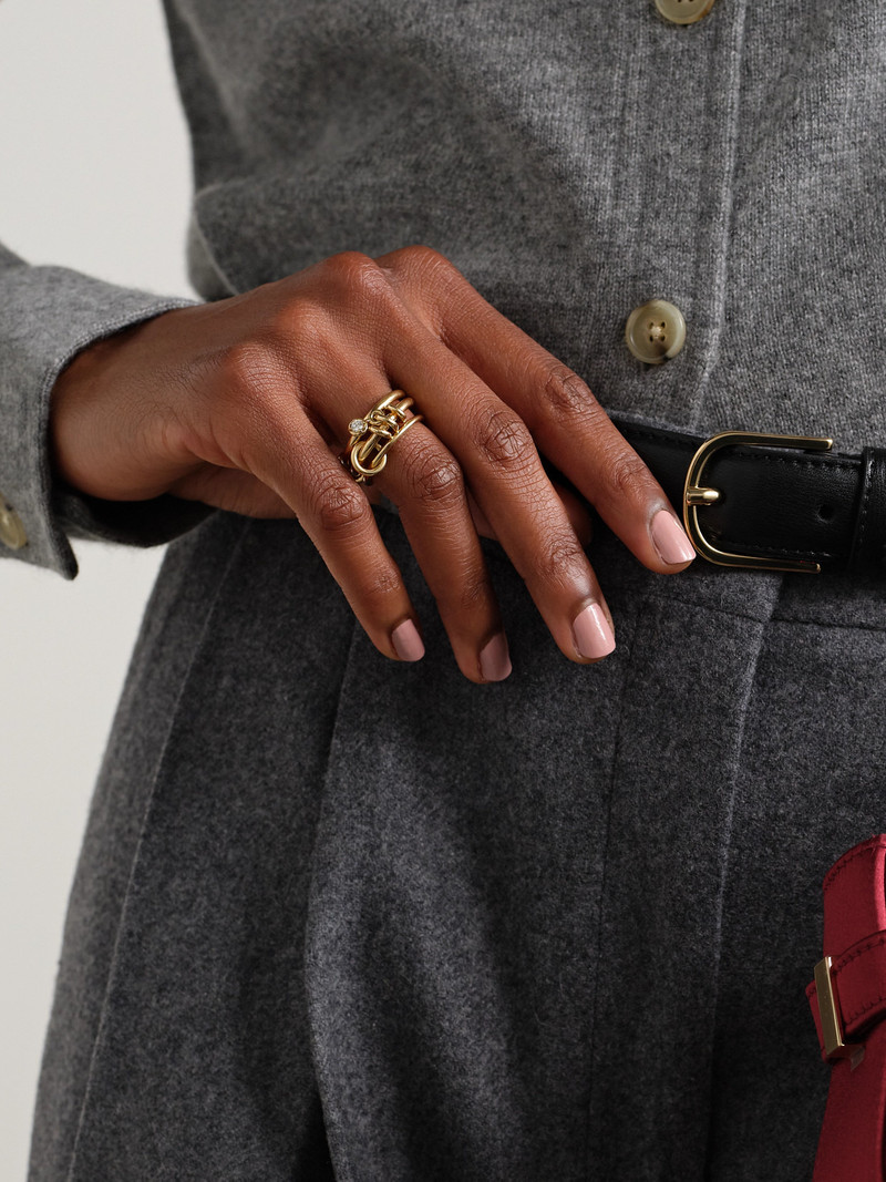 Spinelli Kilcollin Piera Set Of Three 18-karat Gold Diamond Rings outlook