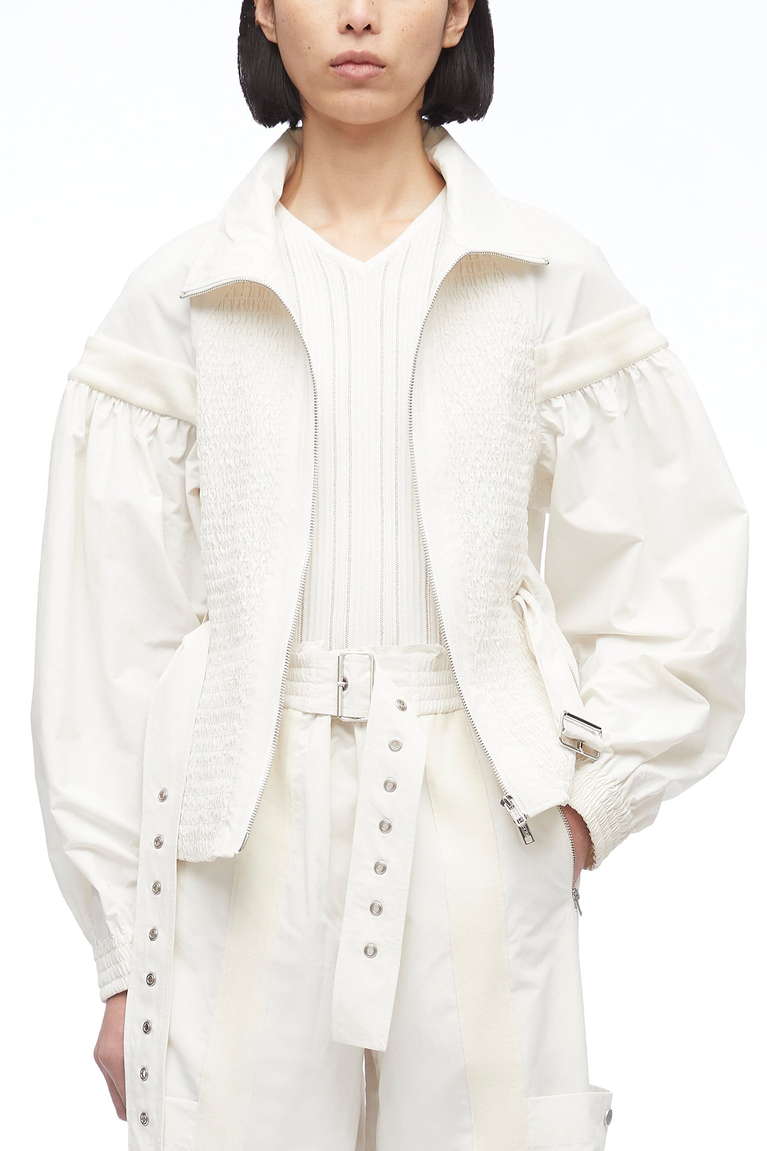 Smocked Recycled Tech Poly Jacket - 2