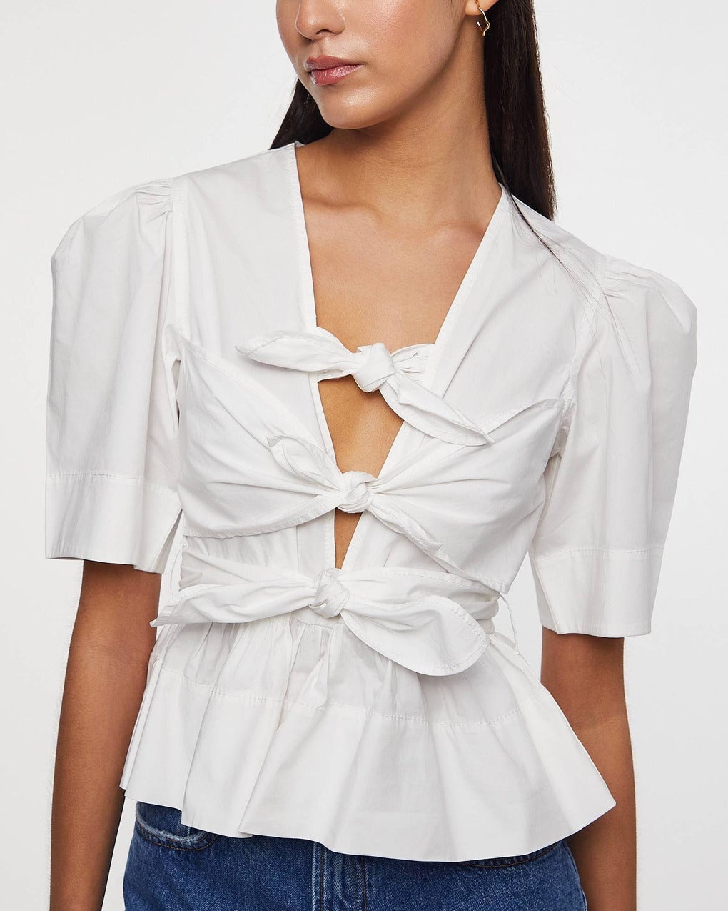 Blouse Washed Stretch Cotton Strap White - 5