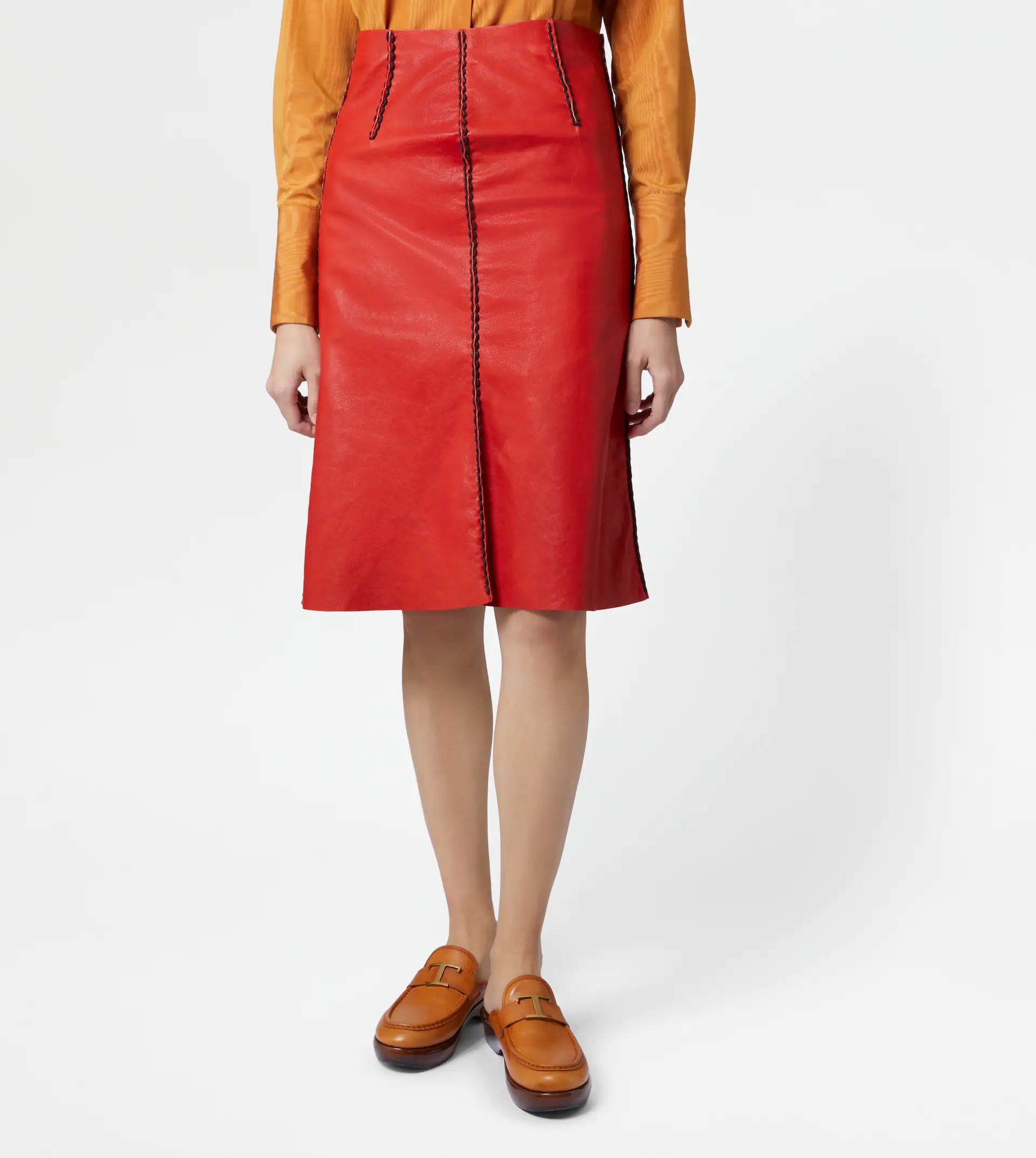 LEATHER SKIRT - RED - 7