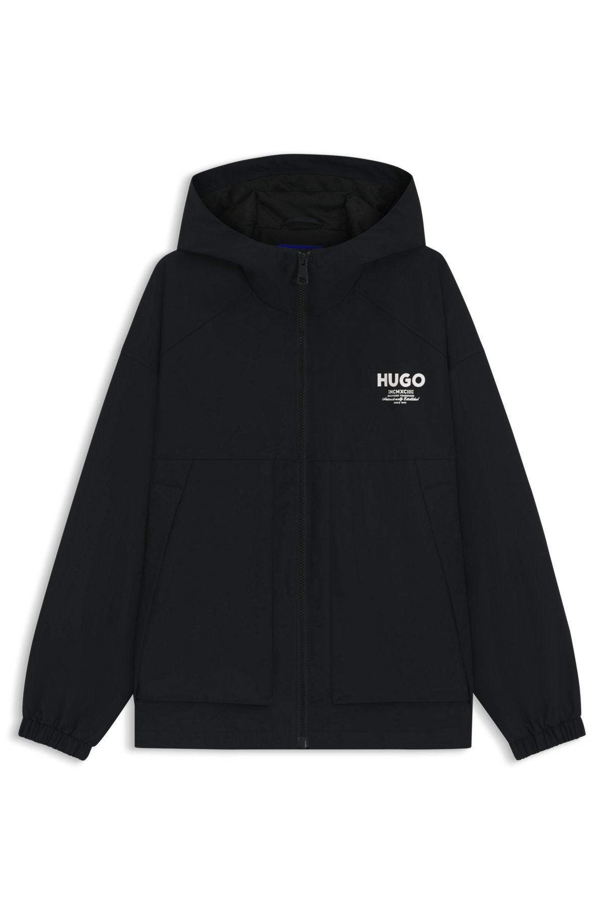 WATER-REPELLENT HOODED JACKET WITH LOGO PRINTS - 1