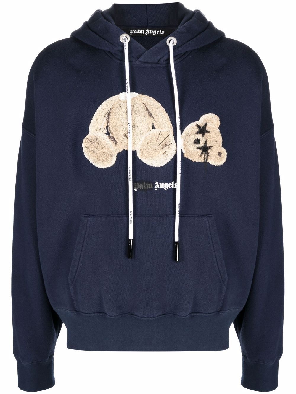 Spray bear-motif hoodie - 1