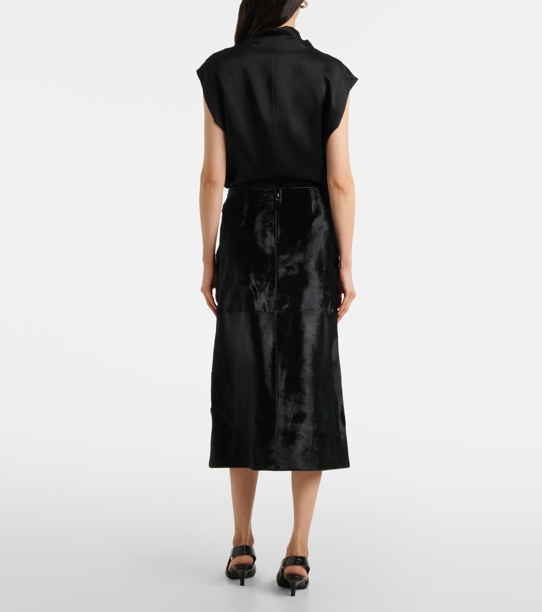 Paneled calf hair midi skirt - 3