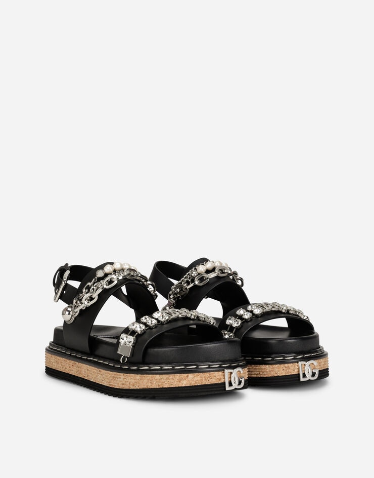 Calfskin sandals with embroidery - 2
