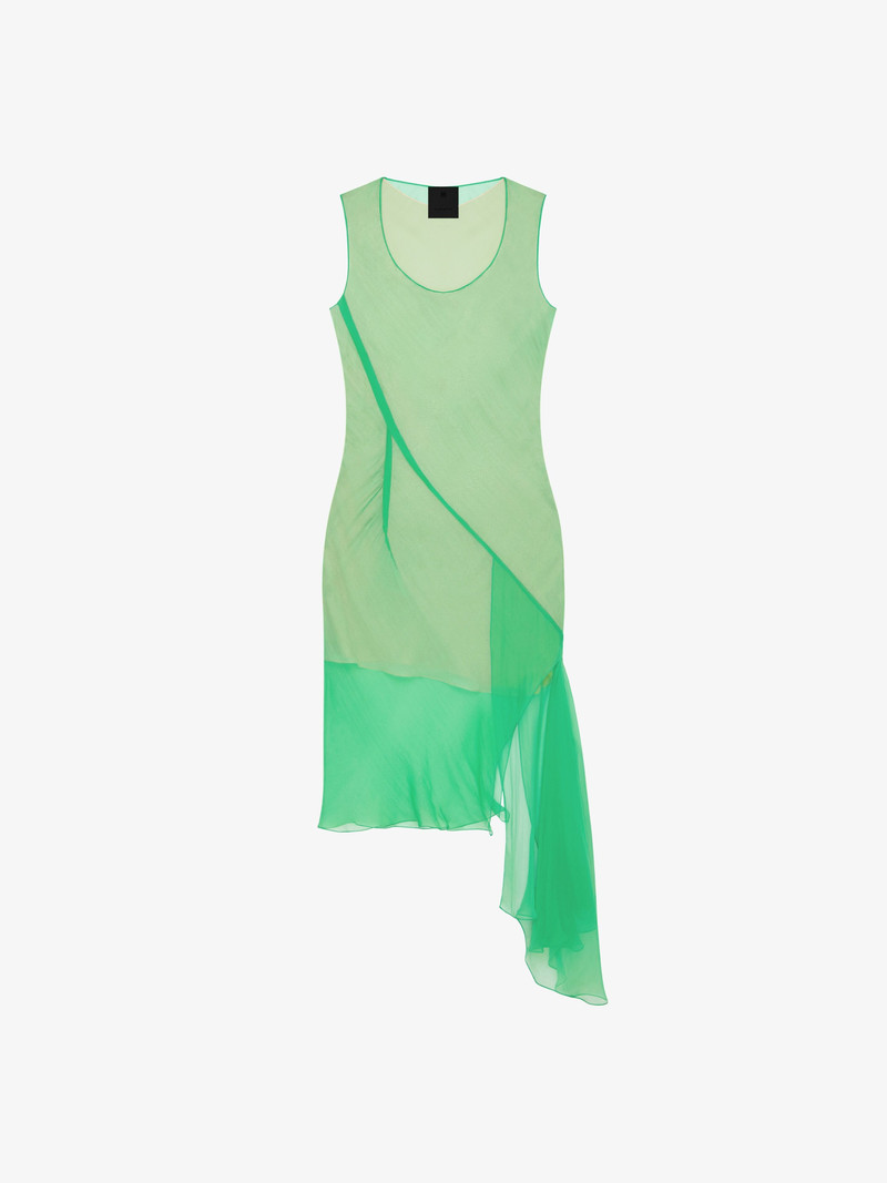 DRESS IN SILK WITH RUFFLES ON THE SIDE - 1