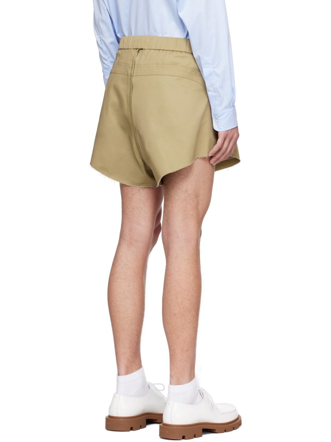 Beige Zip Shorts - 3