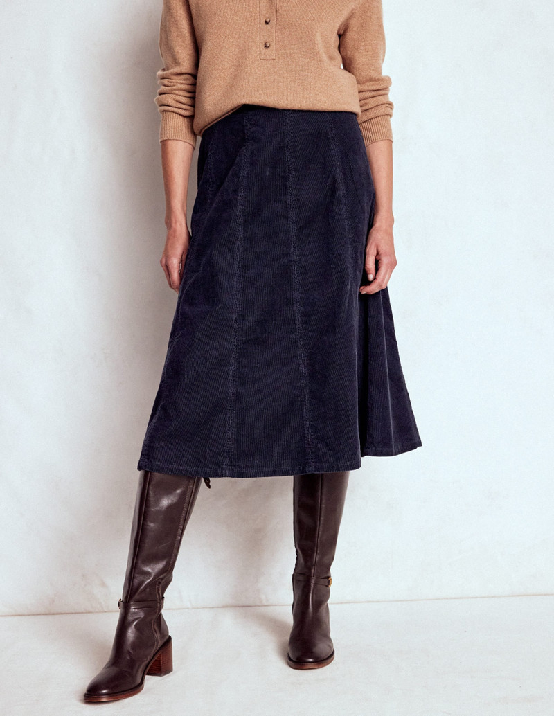 Joy Cord Midi Skirt-Navy 5