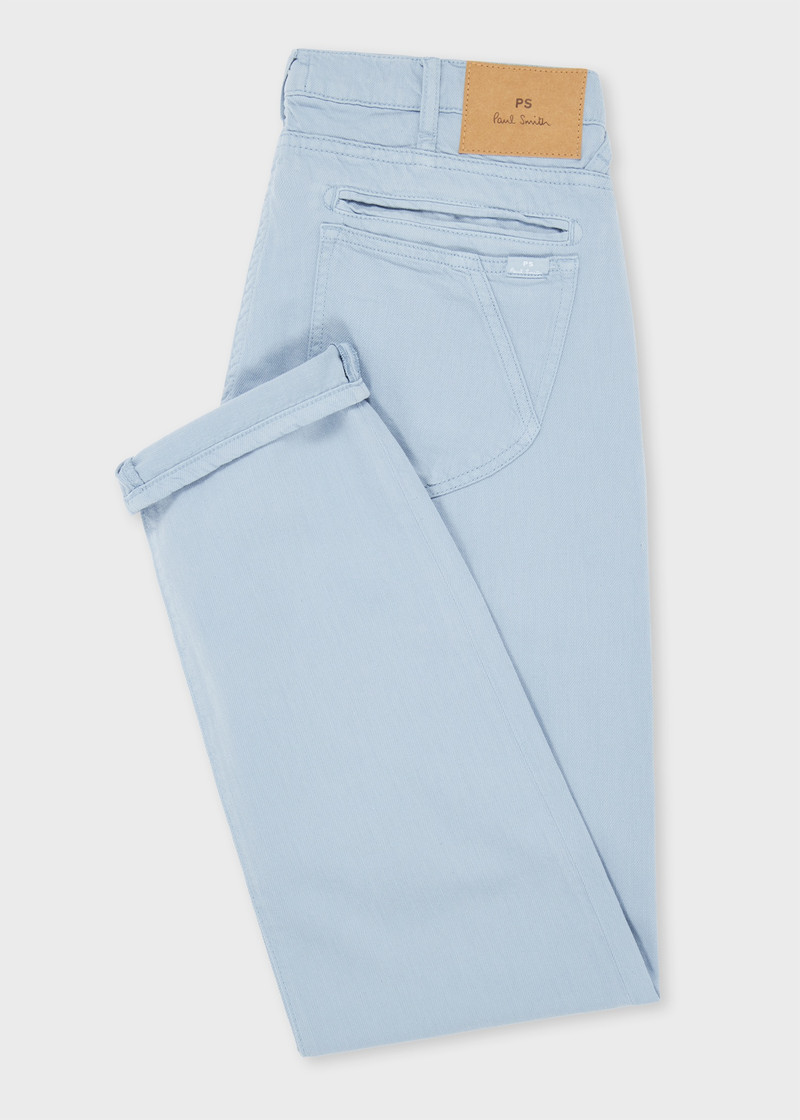 Paul Smith Tapered-Fit Light Blue Cotton-Linen Jeans outlook