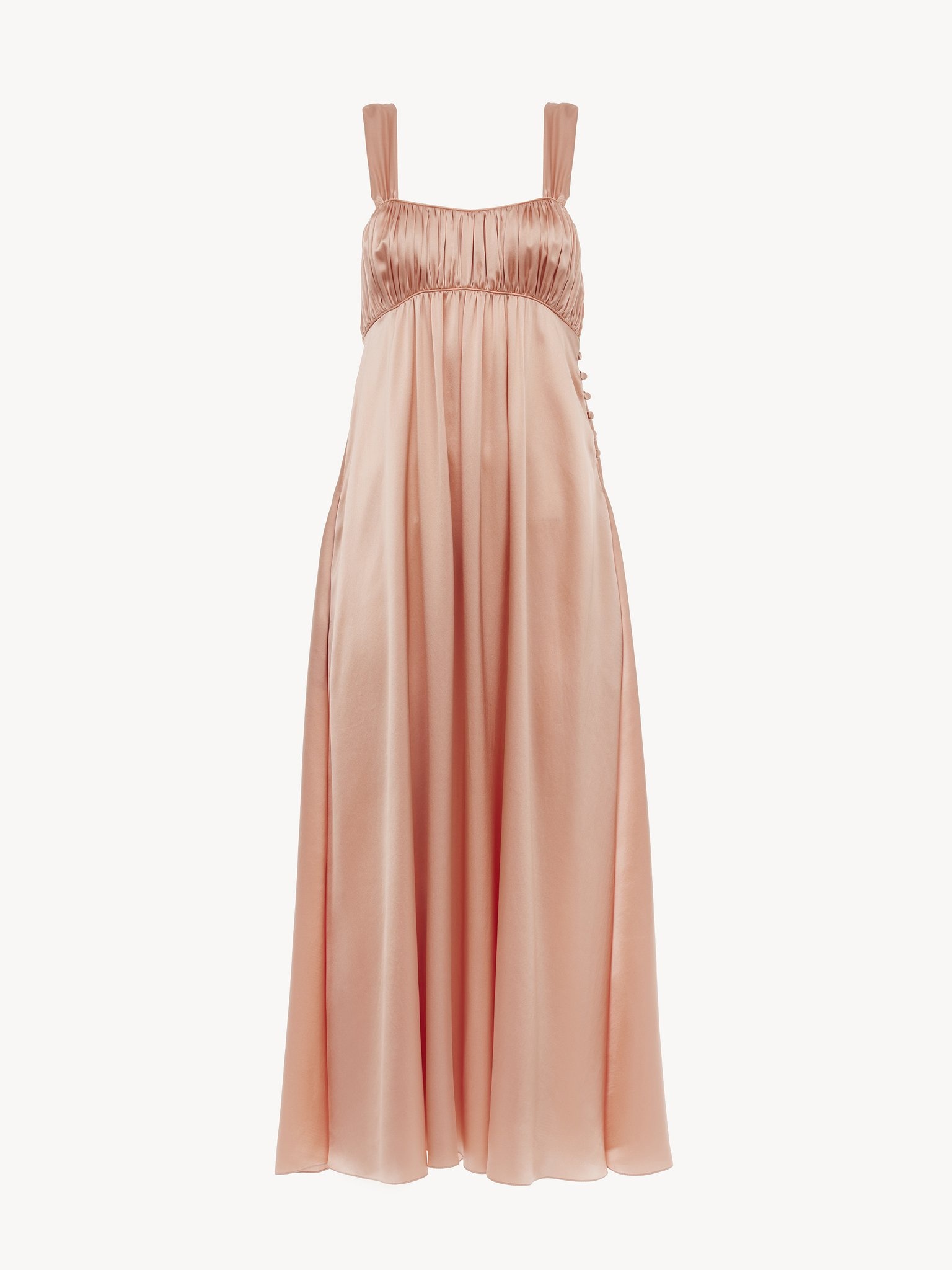 SLEEVELESS RUCHED LONG DRESS IN SILK SATIN - 2