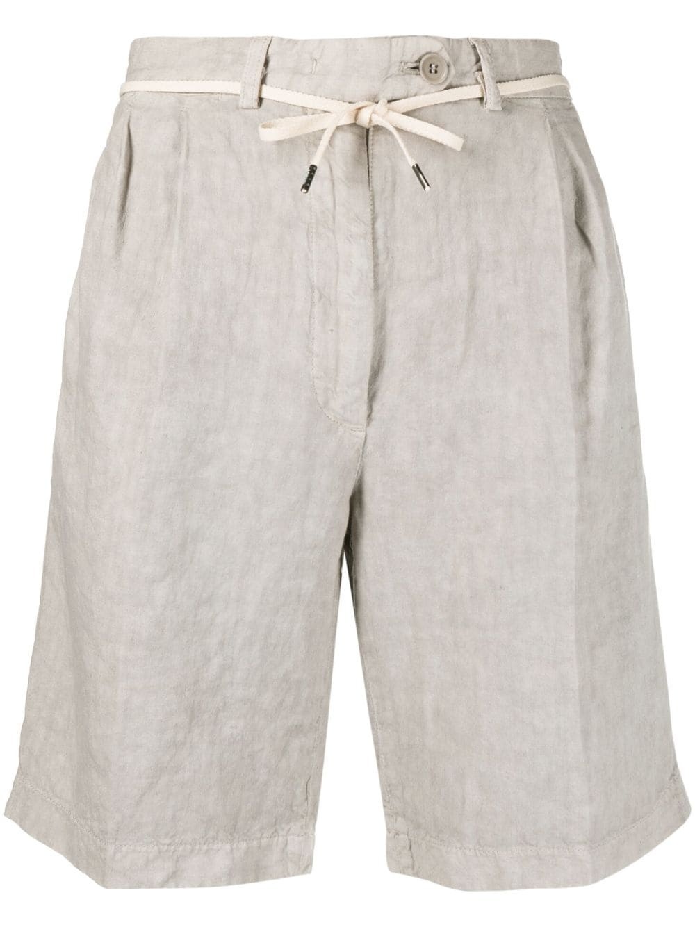 tie-waist linen shorts - 1