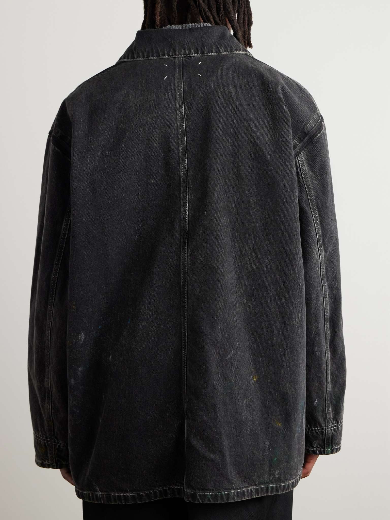 Oversized Paint-Splattered Denim Jacket - 5