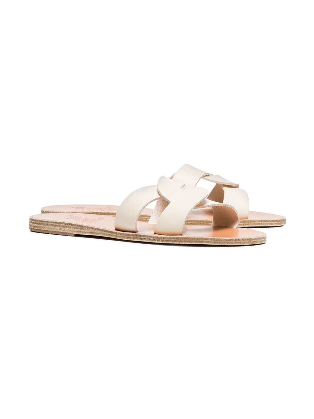 white Desmos double strap leather sandals - 3