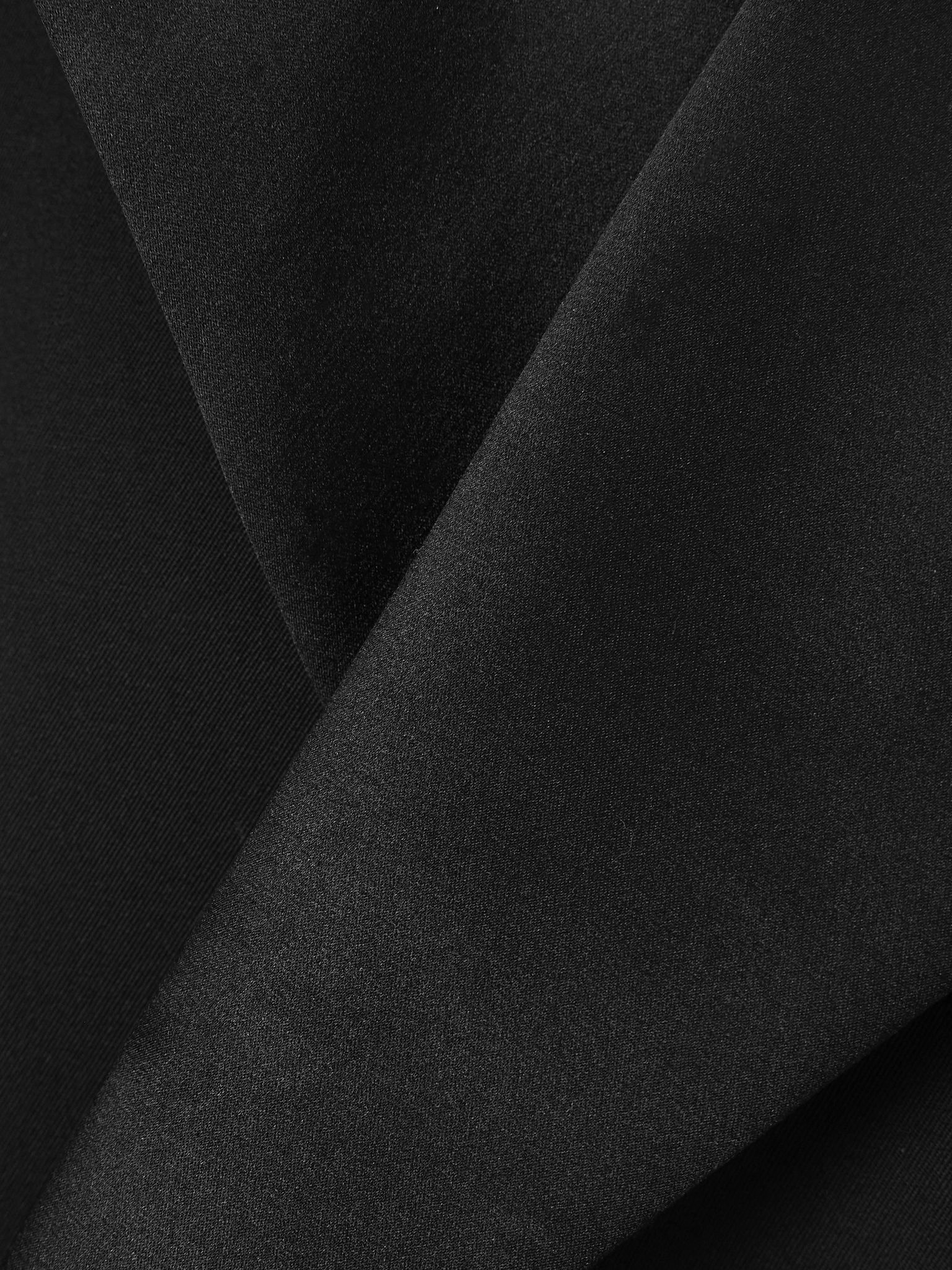 Double-breasted silk-blend satin-trimmed wool-twill blazer Black - 4